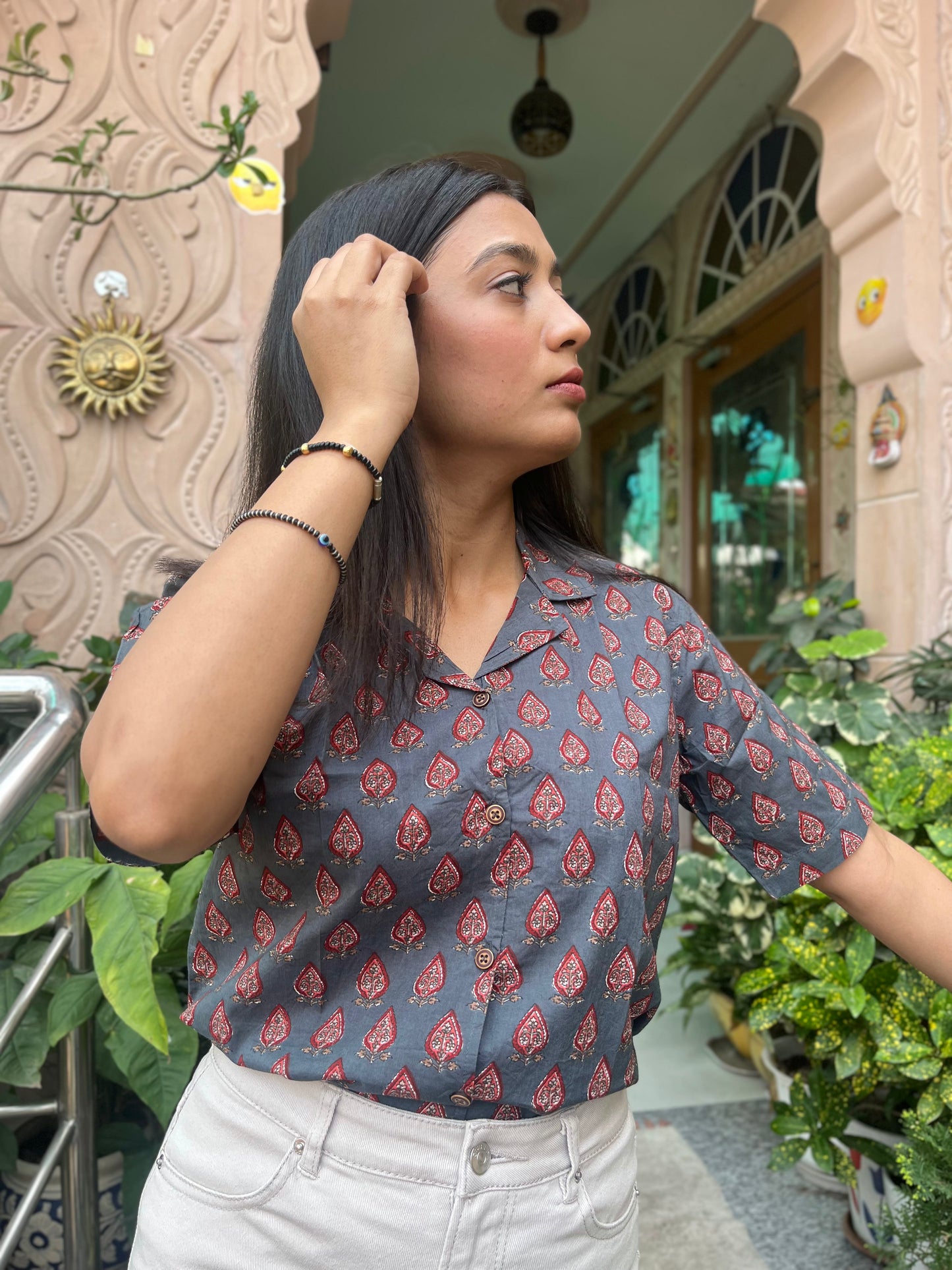 Cuban Collar Shirt | Handblock Womens Cotton Shirt