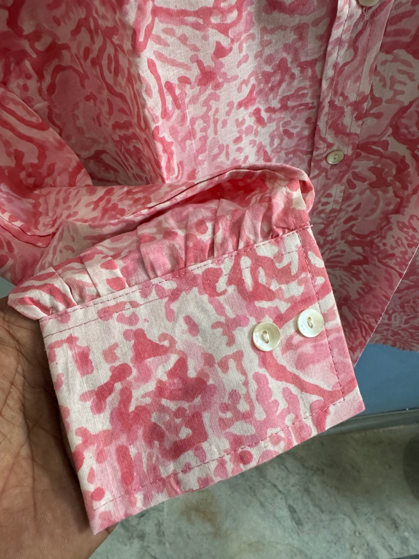 Blush Coral Reef Shirt | Women's Handblocked Cotton Shirts