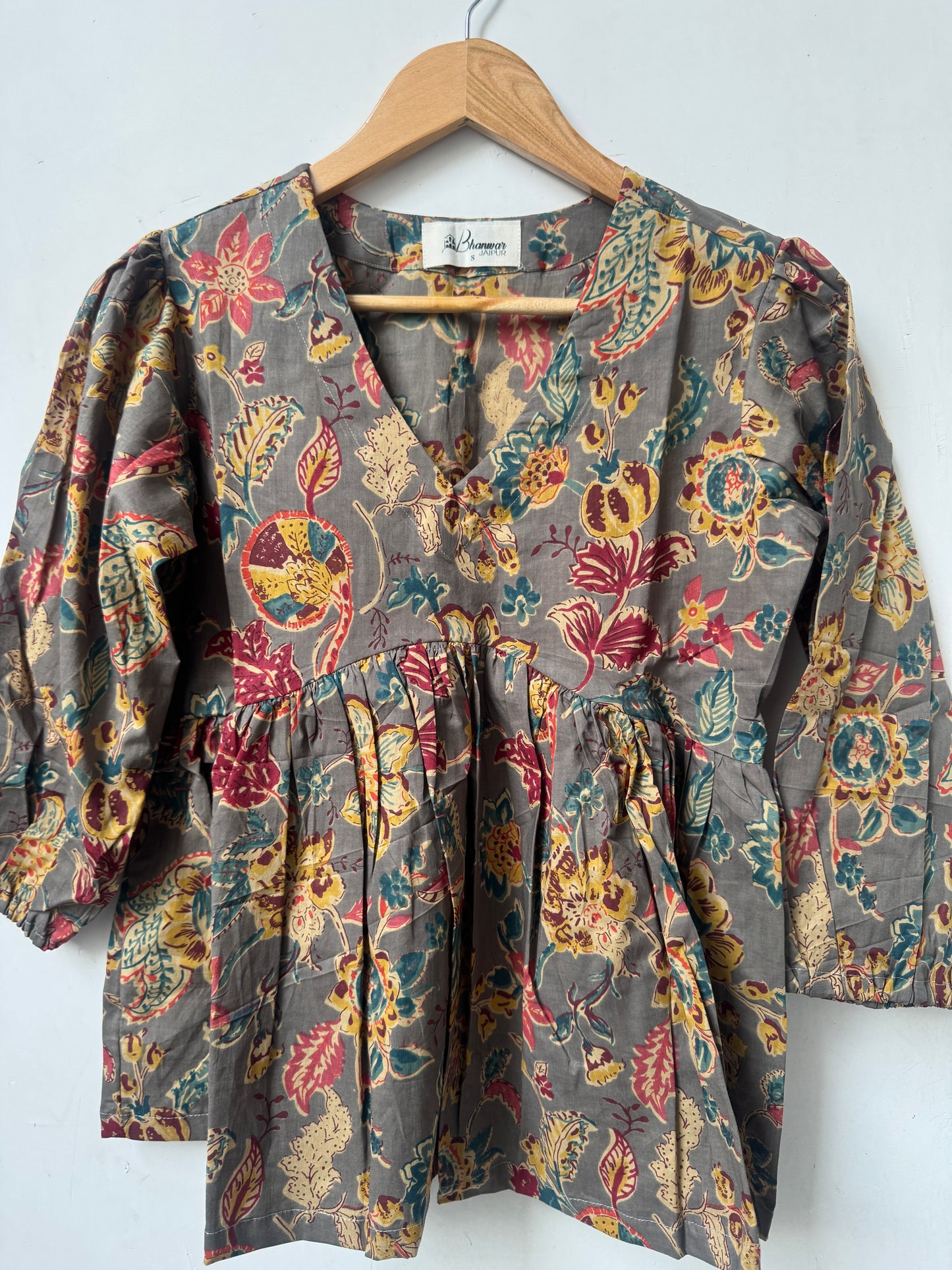Smoky Garden Bloom Top | Premium Women's Peplum Tops