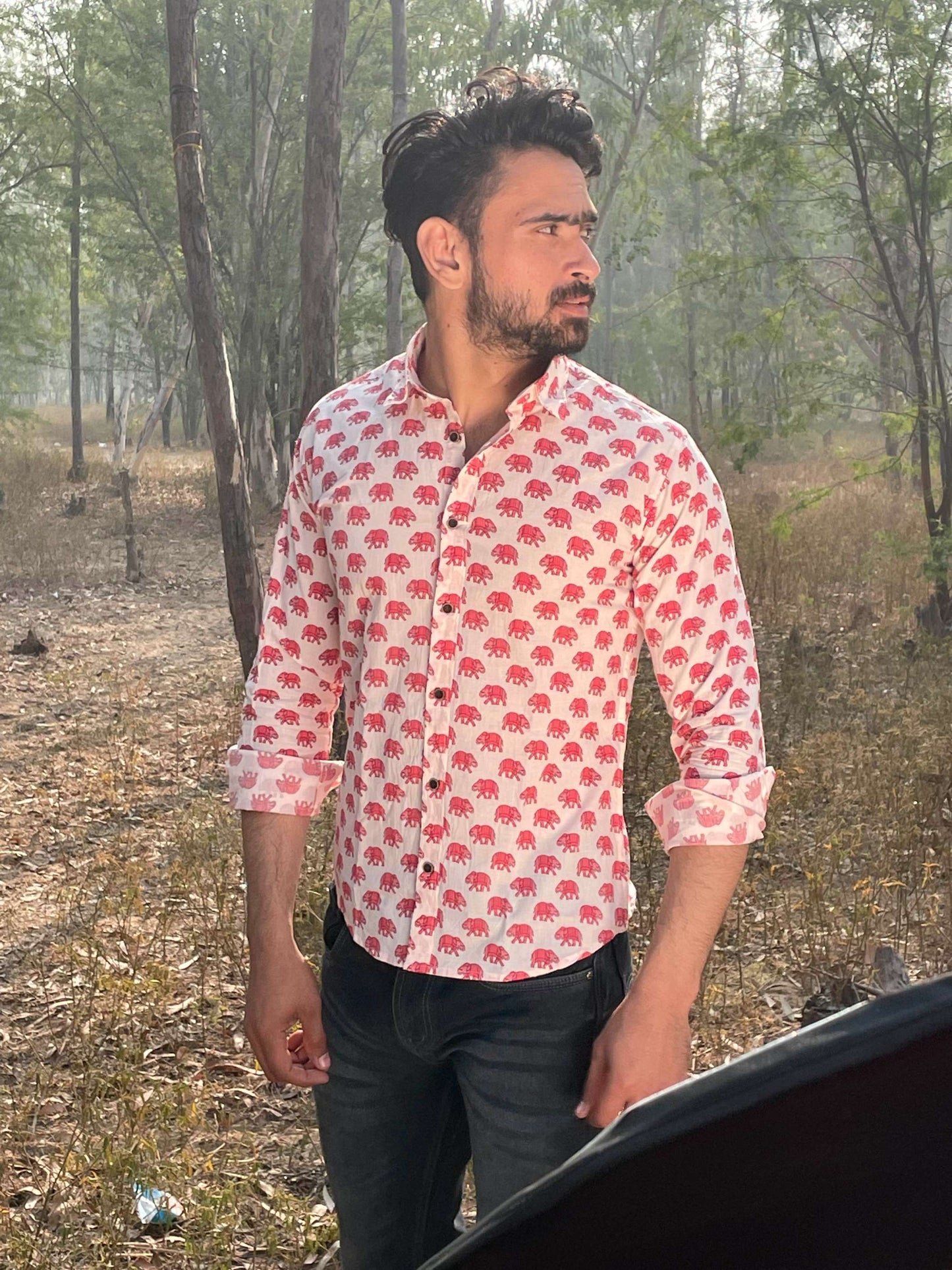 Pink Elephant | Cotton Printed Shirt