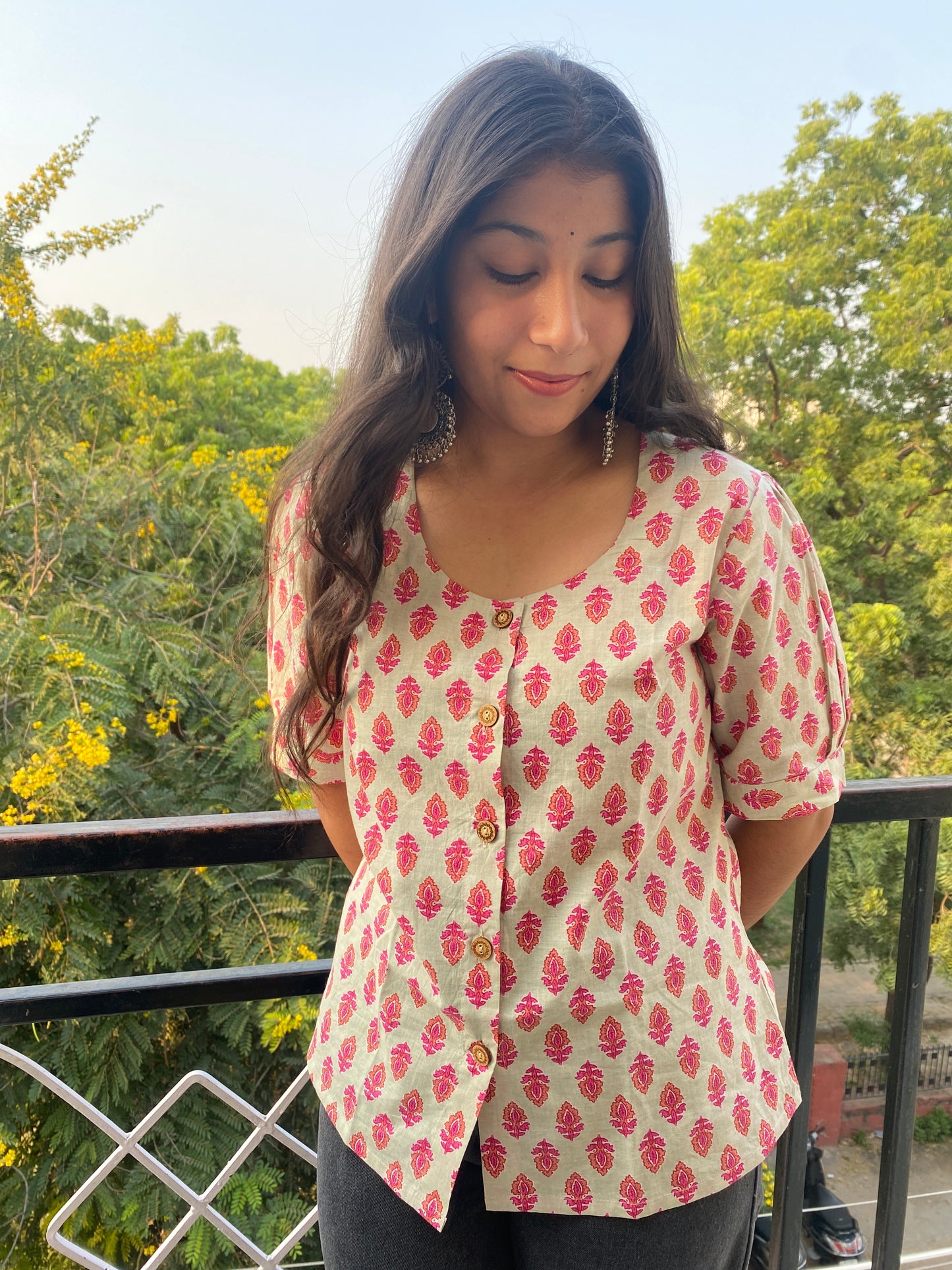 24 Pink Buti Cotton Tops | Handblock Cotton Tops