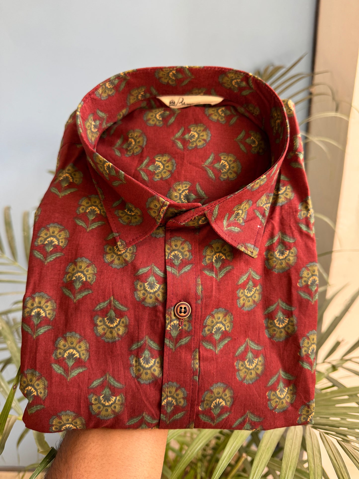 Rust Deep Coral | Men's Cotton Printed Shirt