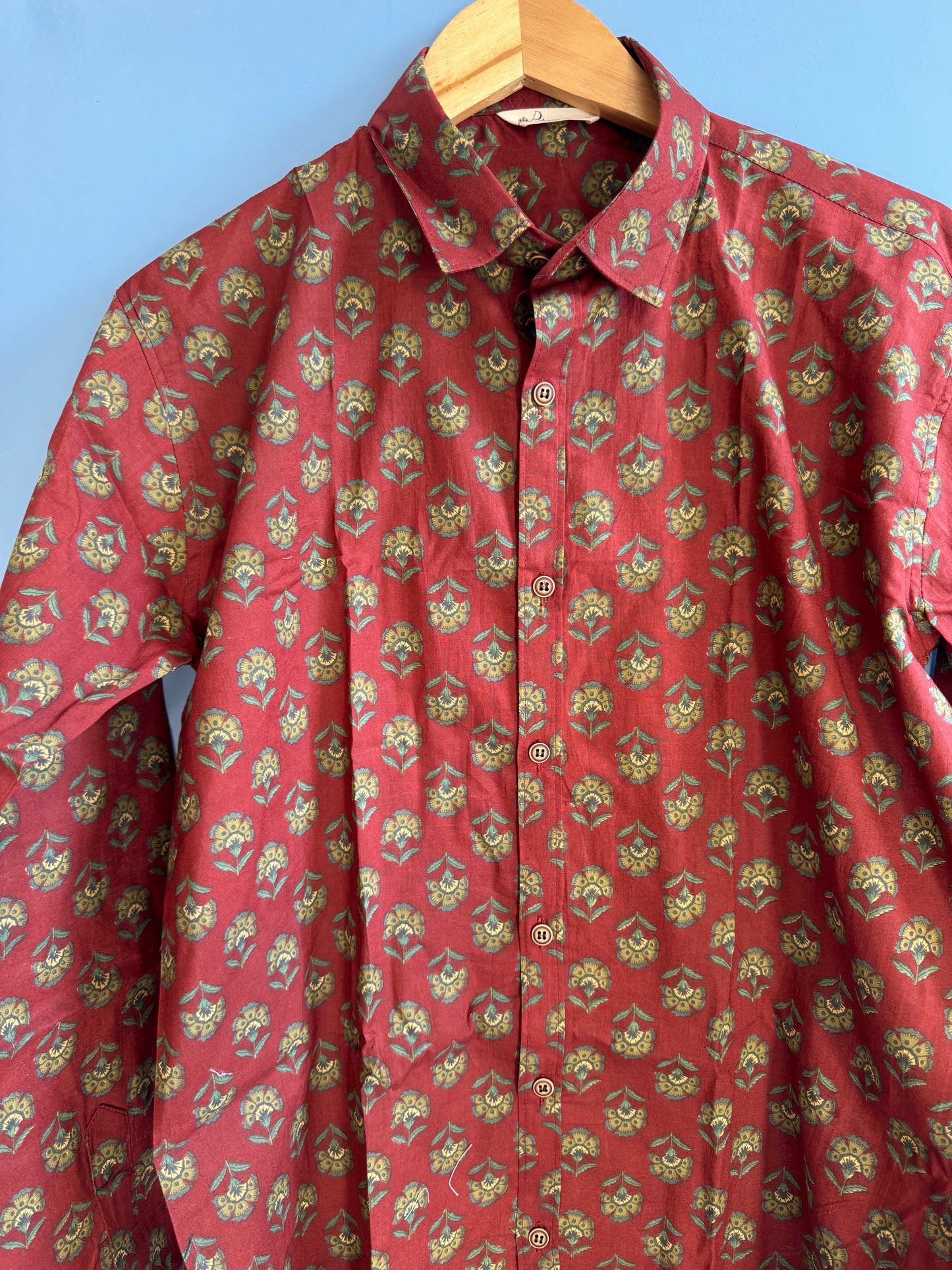 Rust Deep Coral | Men's Cotton Printed Shirt