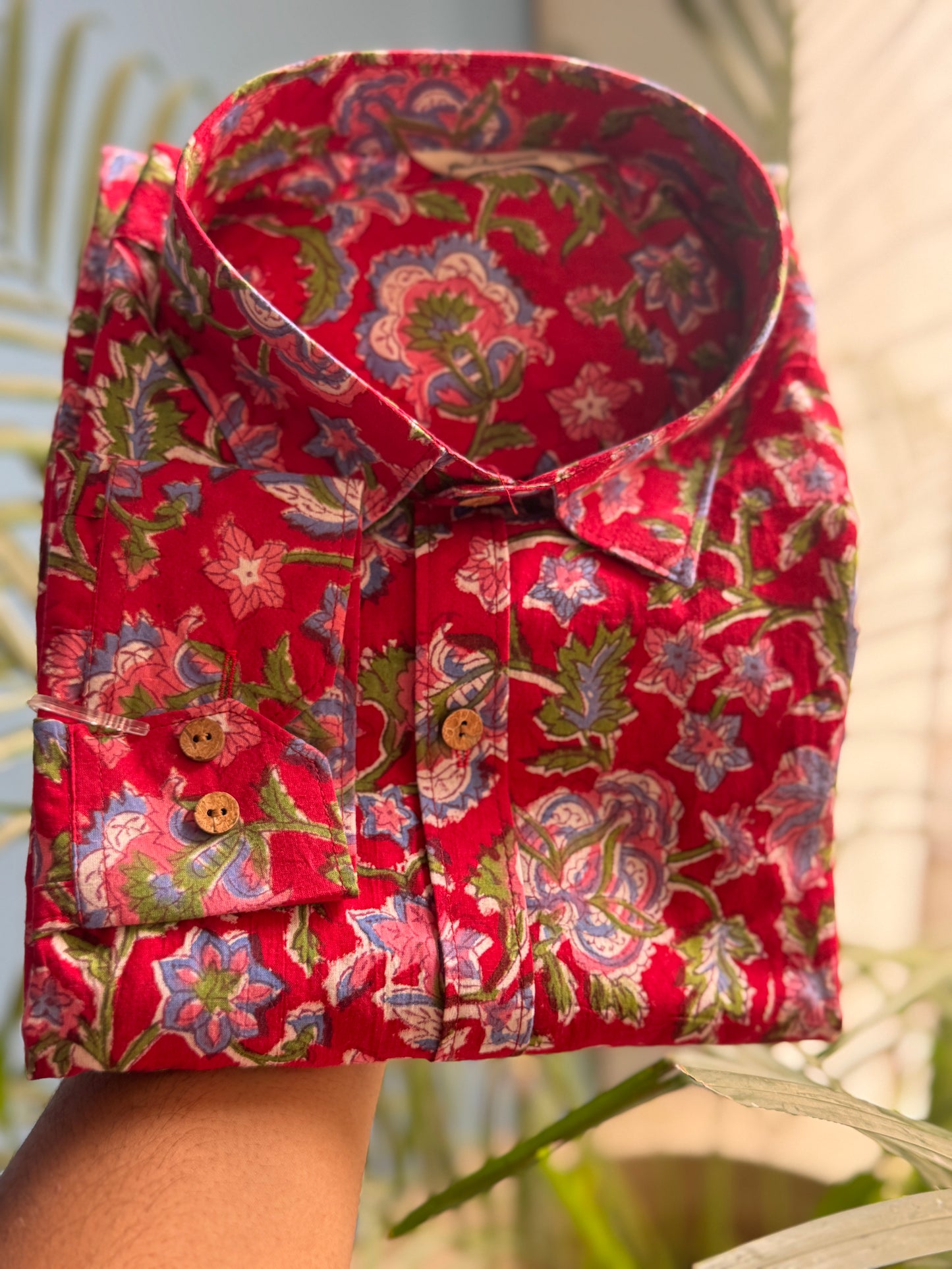 Camellias | Hand block Printed Shirt