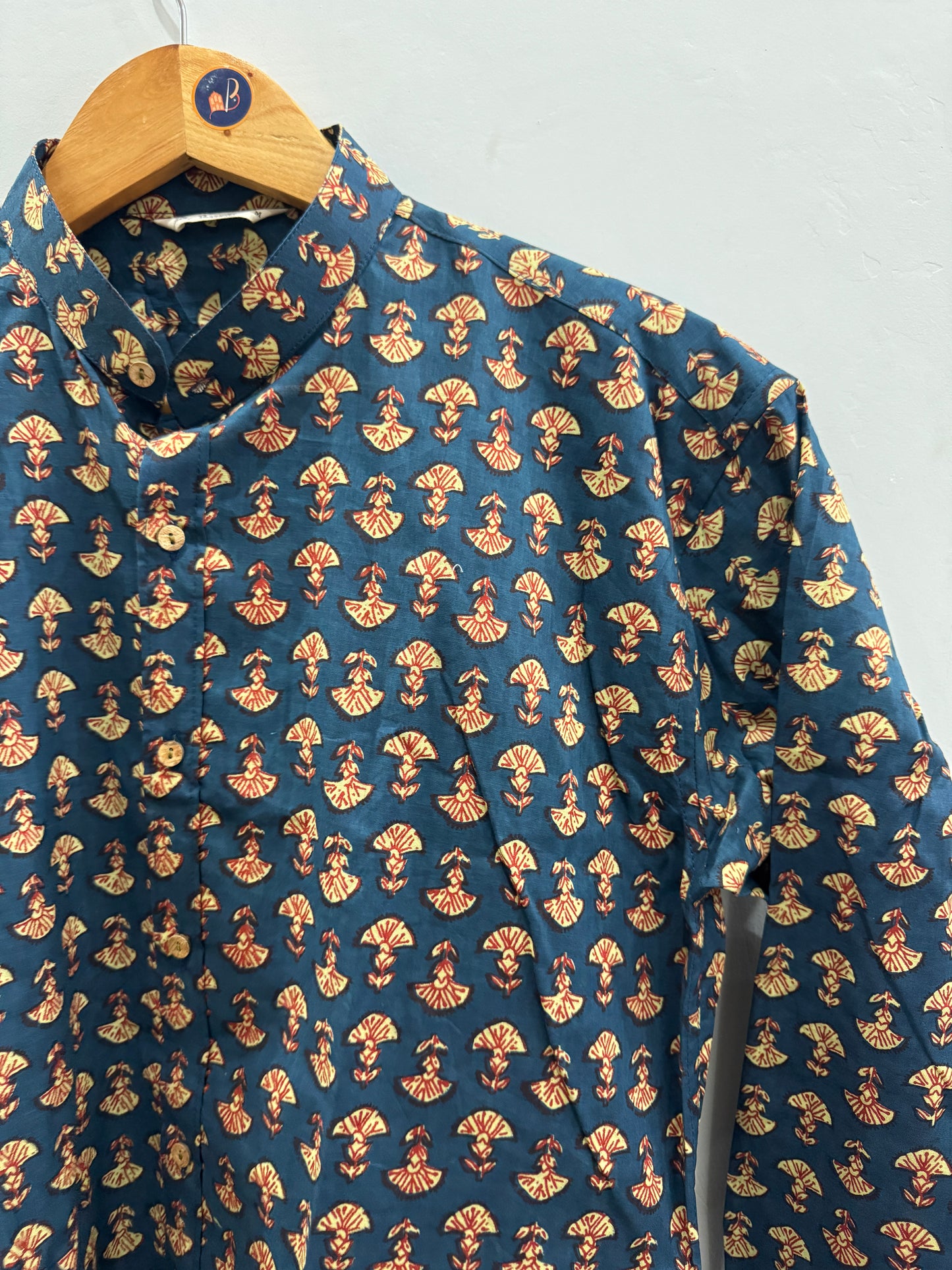 Sedum | Mandarin Collar| Handblock Cotton Printed Shirts