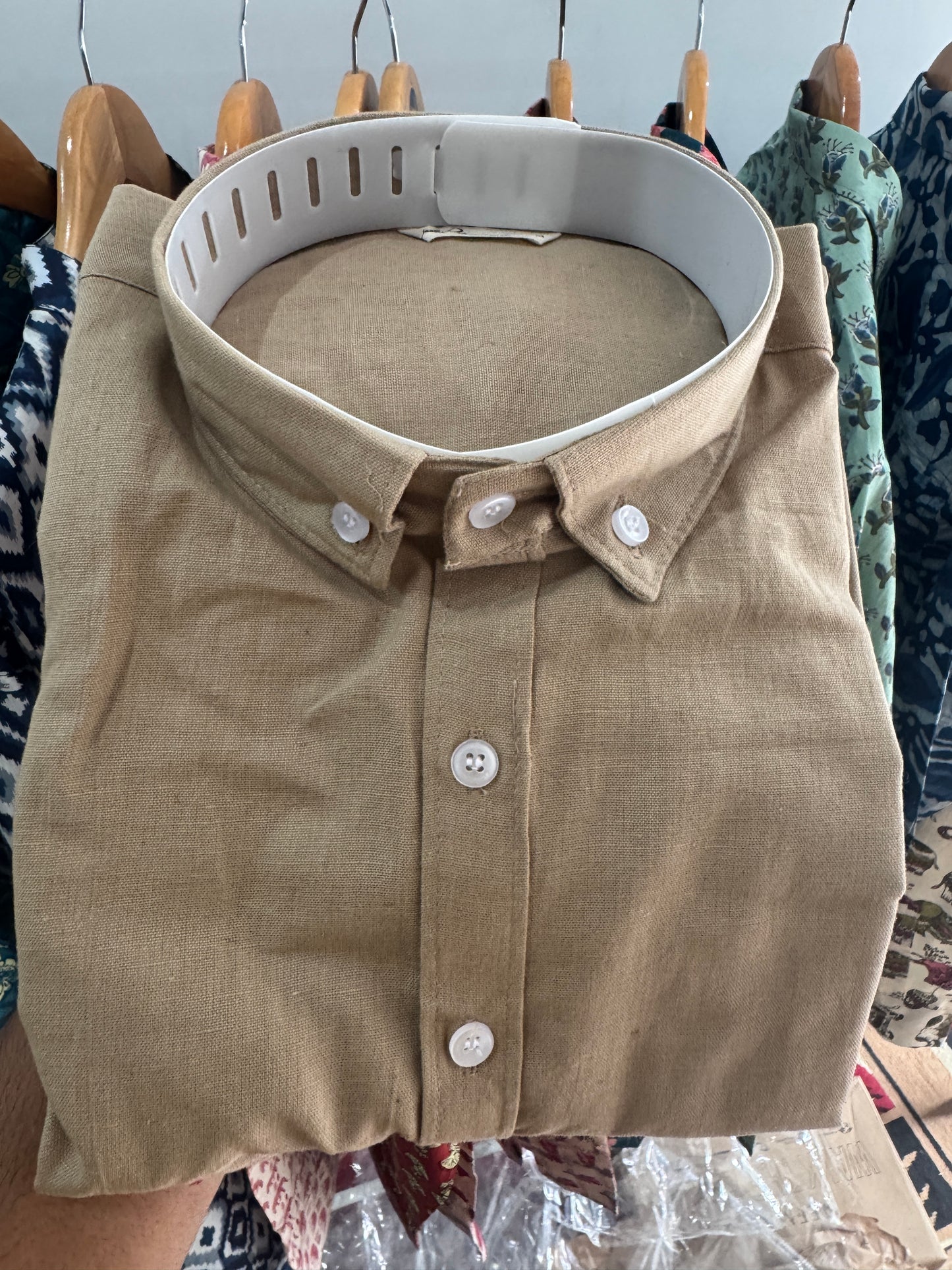 Cappuccino | Oxford Collar | Linen Blend Shirts