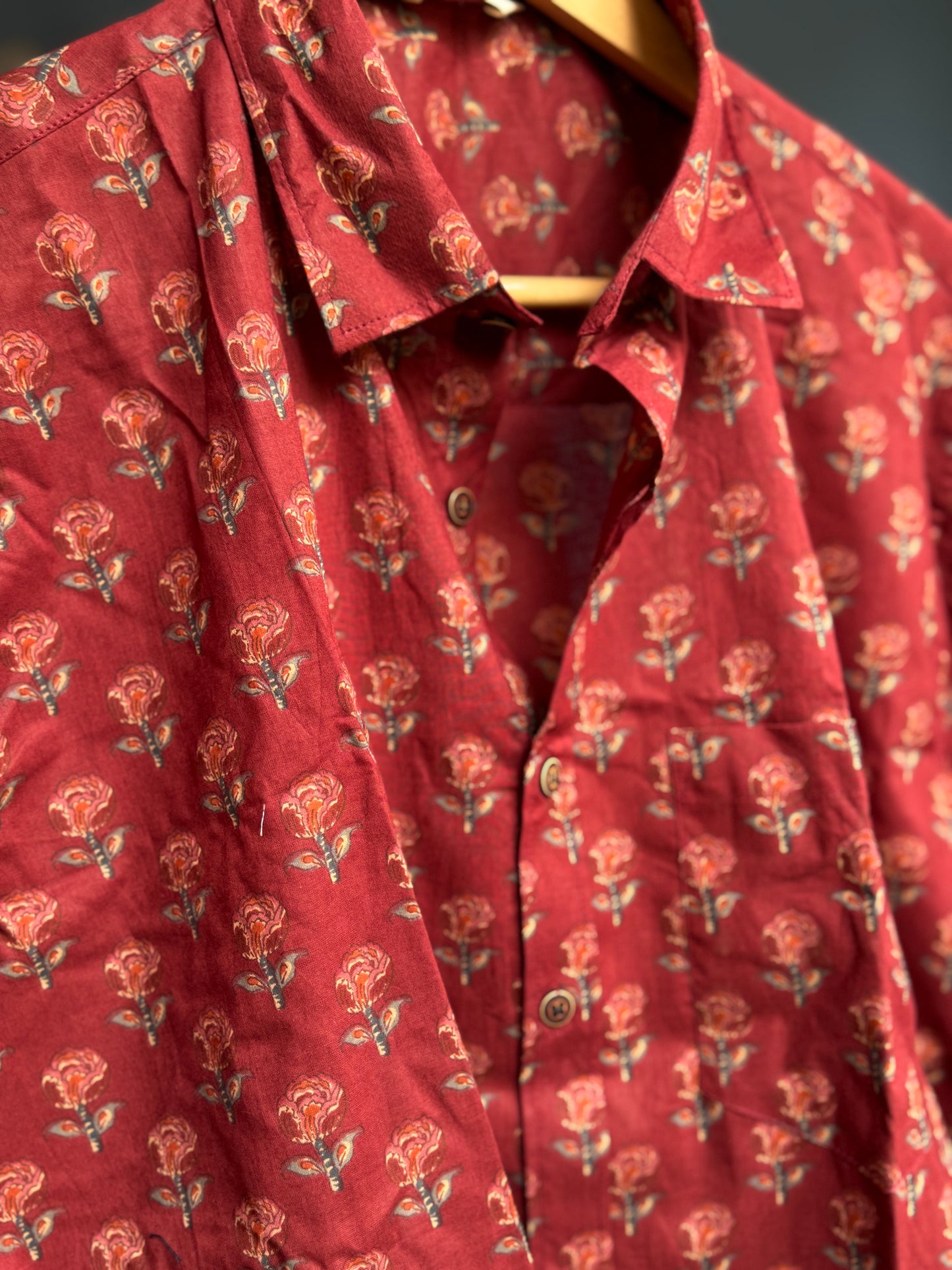 Rust Deep Celosia | Pure Cotton Men's Shirts