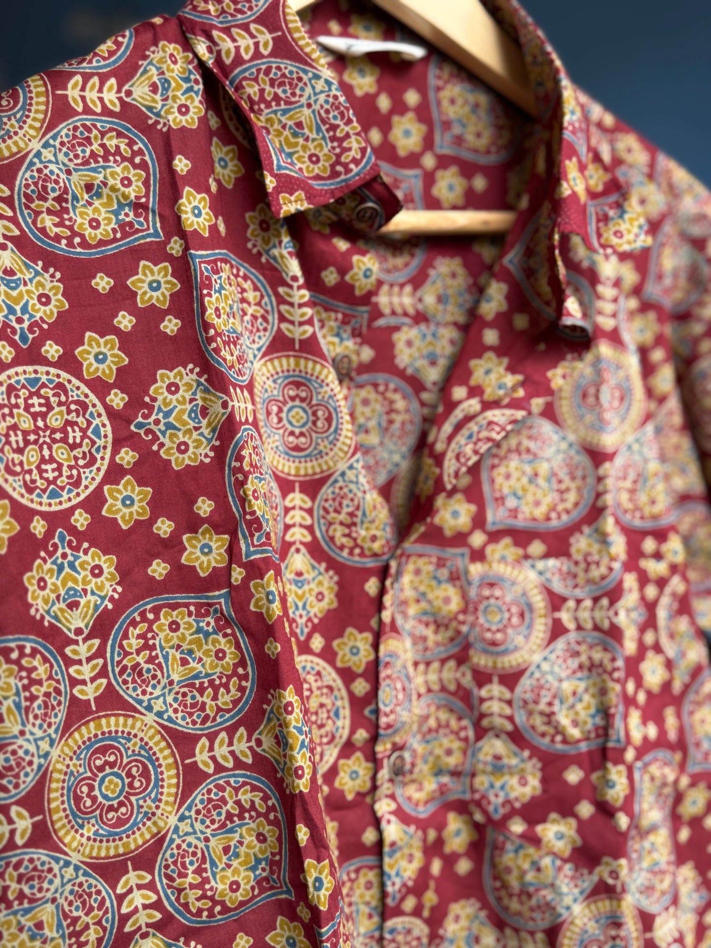 Marron Ajrakh | Cotton Printed Men's Shirts
