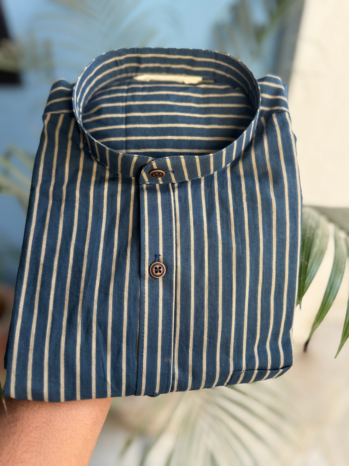Fine Stripes | Mandarin Collar | Pure Cotton Shirts
