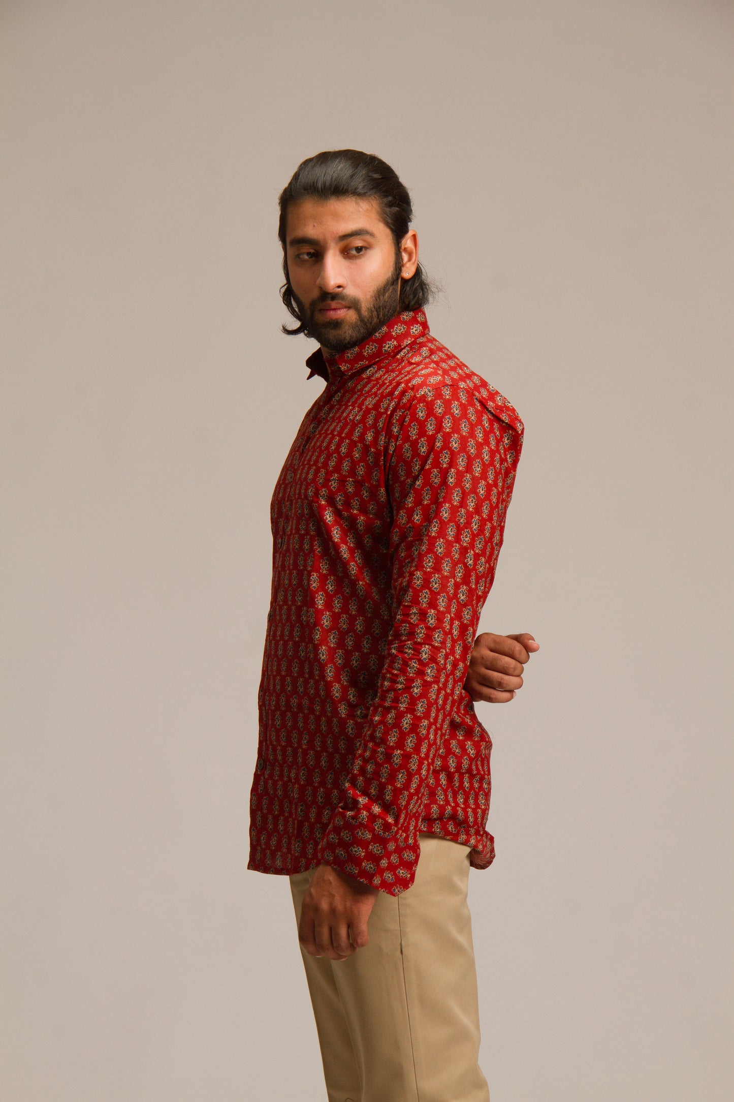 Red Small Buti | Mens Cotton Printed Shirts