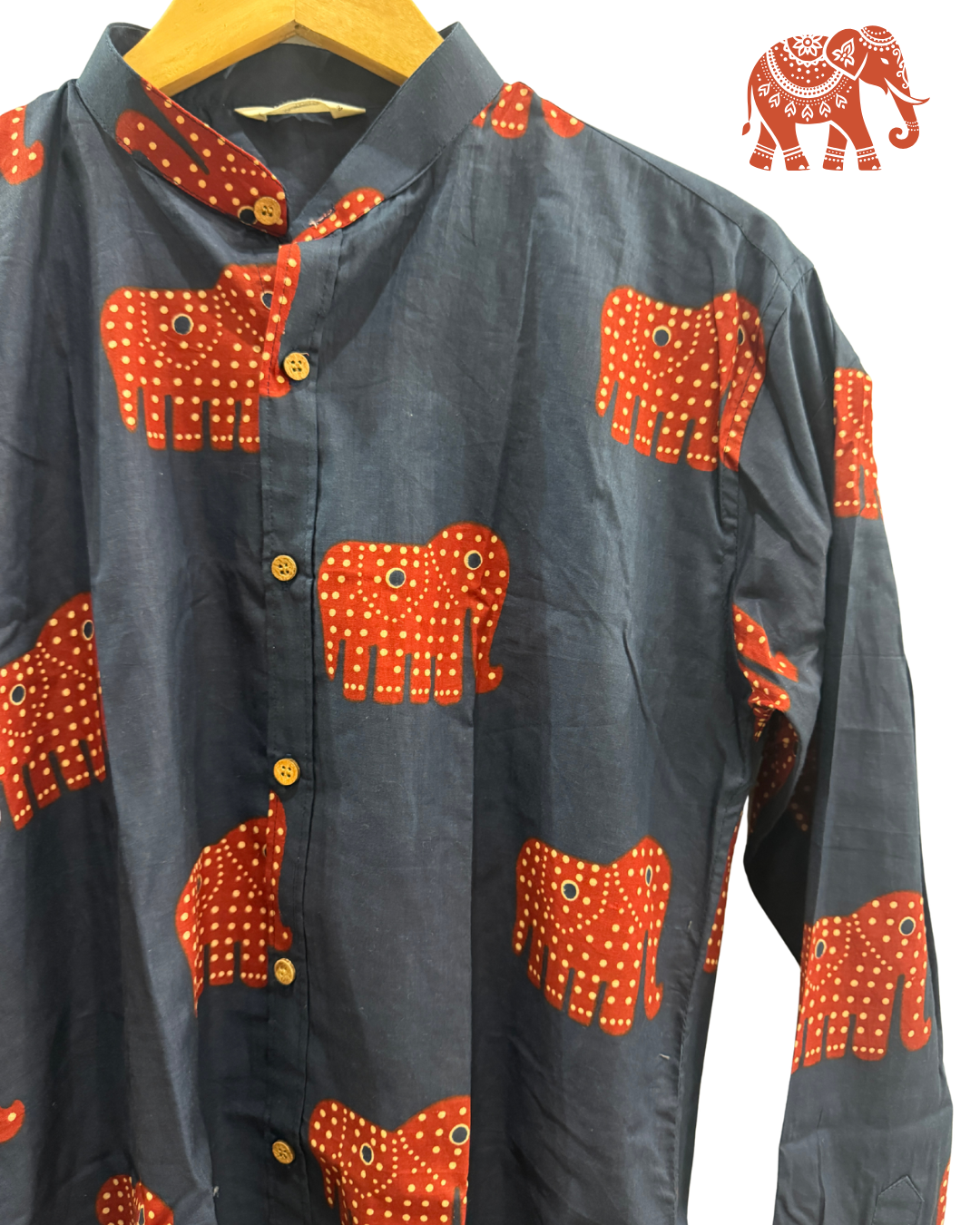 Pinnacle | Mandarin Collar | Hand-block Cotton Printed Cotton Shirts