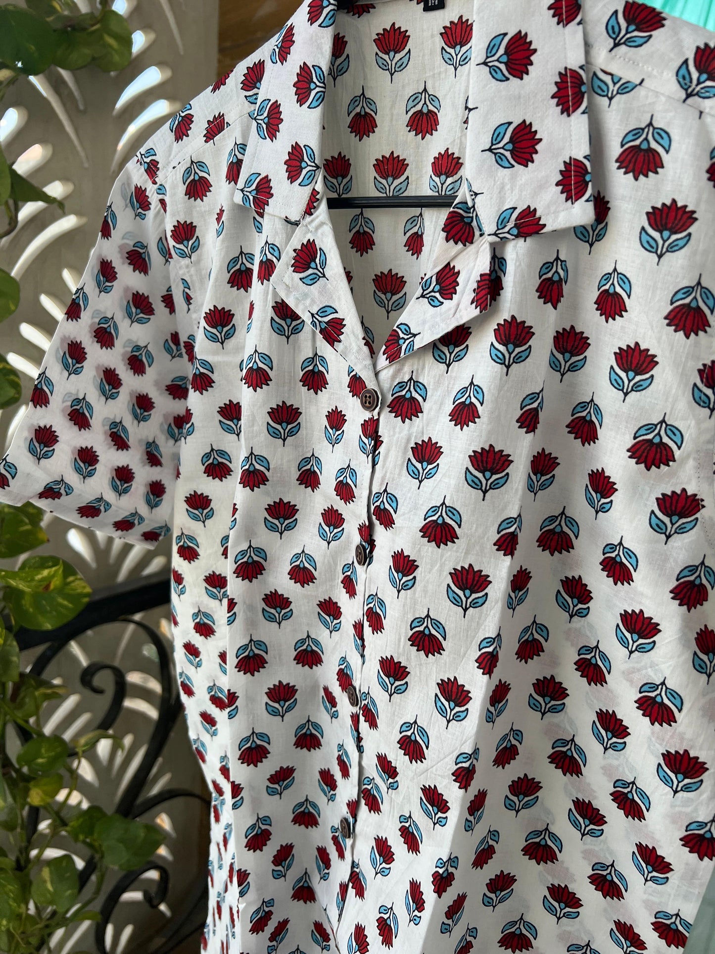 White Rose | Women's Pure Cotton Cuban Collar Shirts