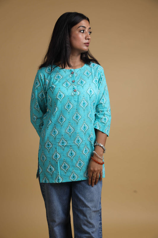 Ocean Dive | Regular Fit | Pure Cotton Short Kurtas