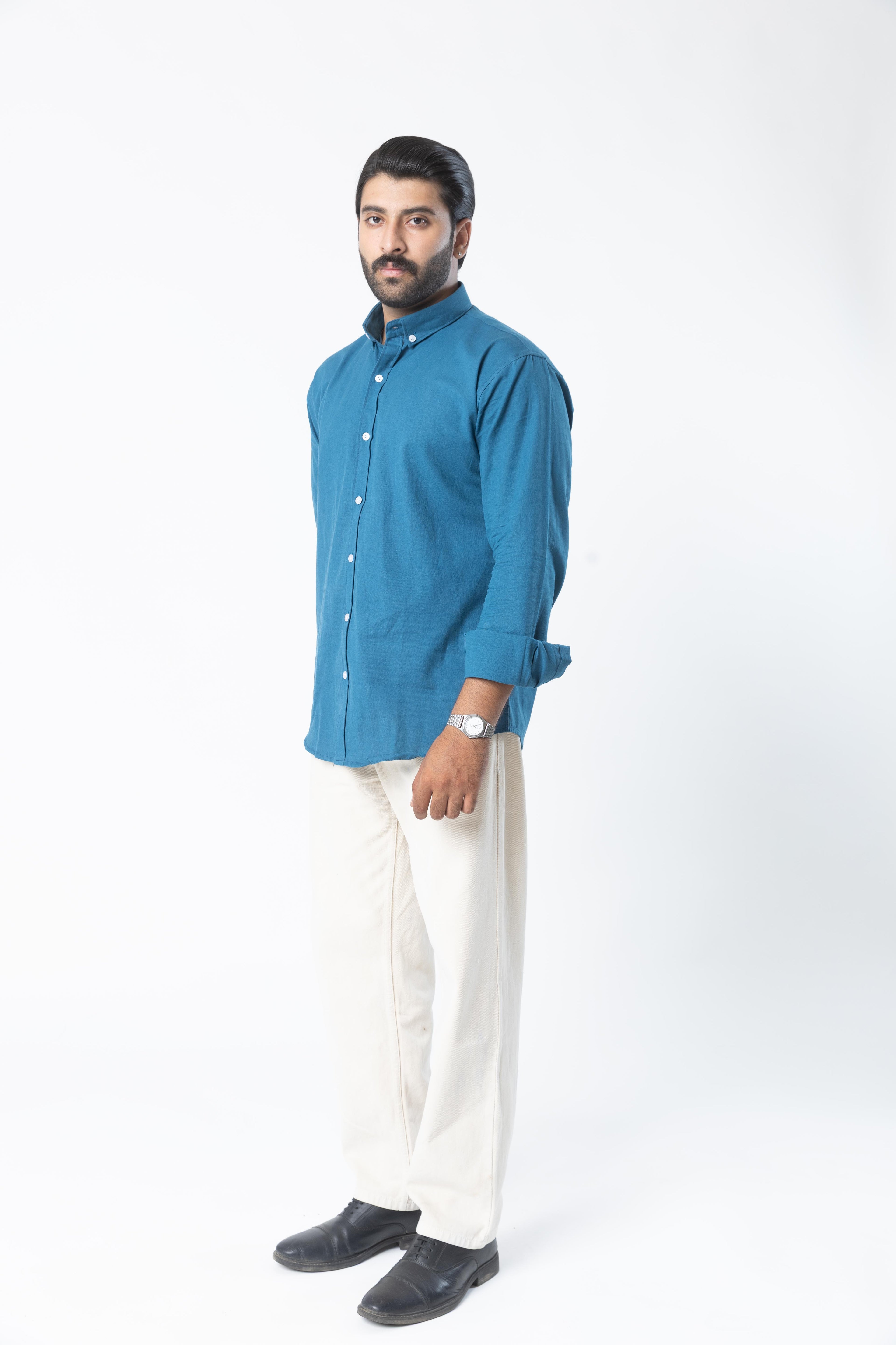 Santorini Blue | Finest Linen Blend Men's Shirts