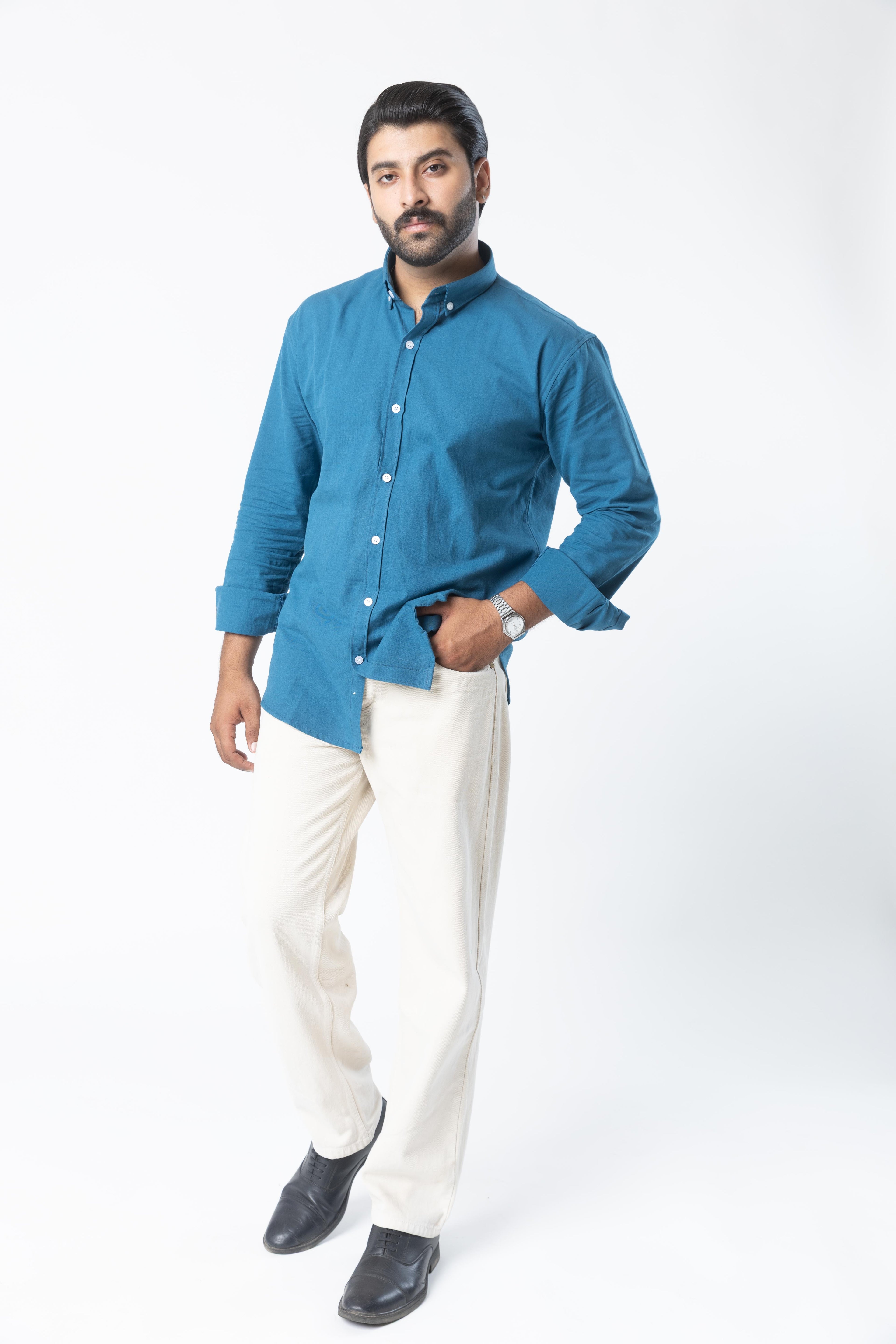 Santorini Blue | Finest Linen Blend Men's Shirts
