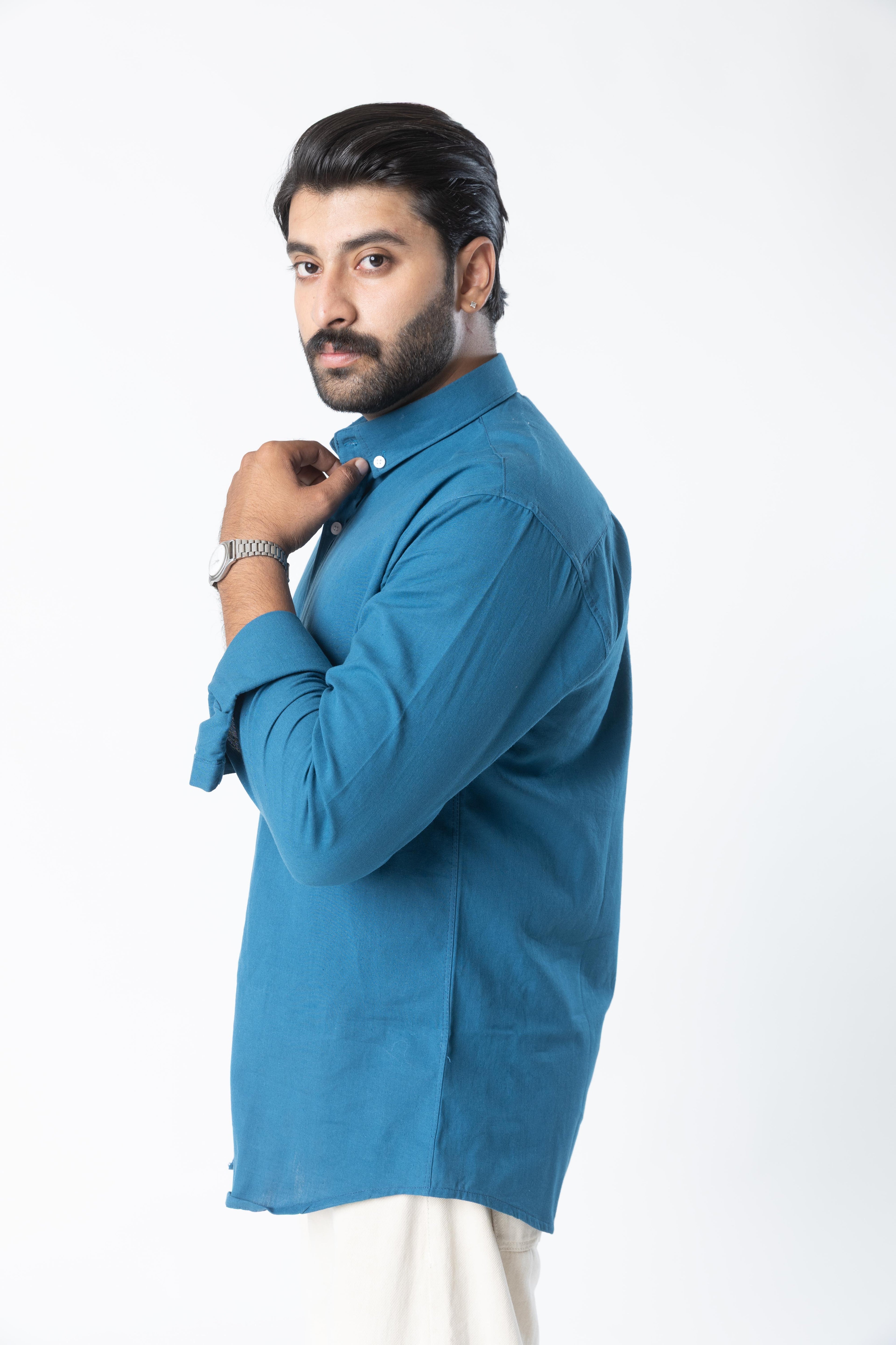 Santorini Blue | Finest Linen Blend Men's Shirts