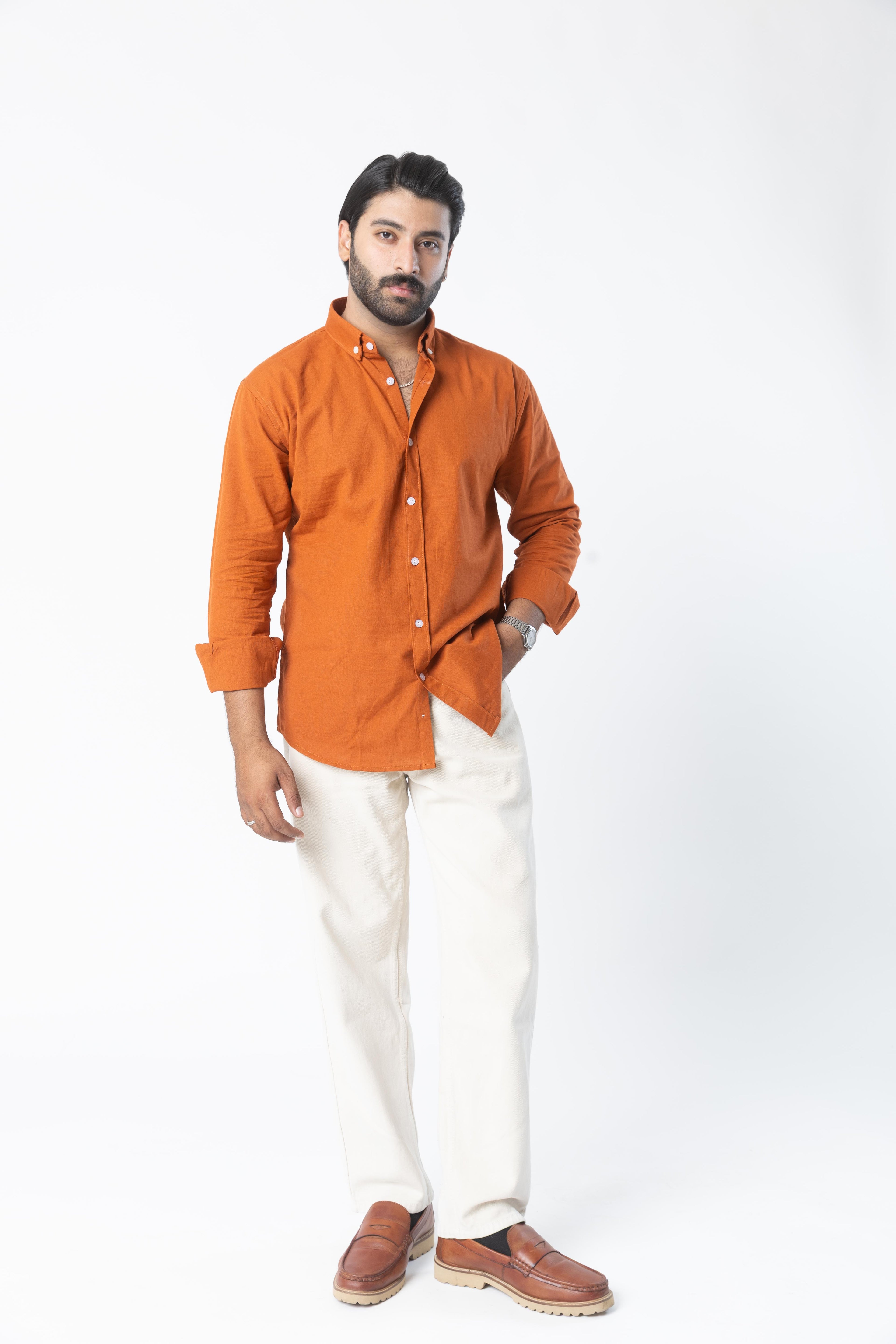 Tuscany Rust | Finest Linen Blend Men's Shirts
