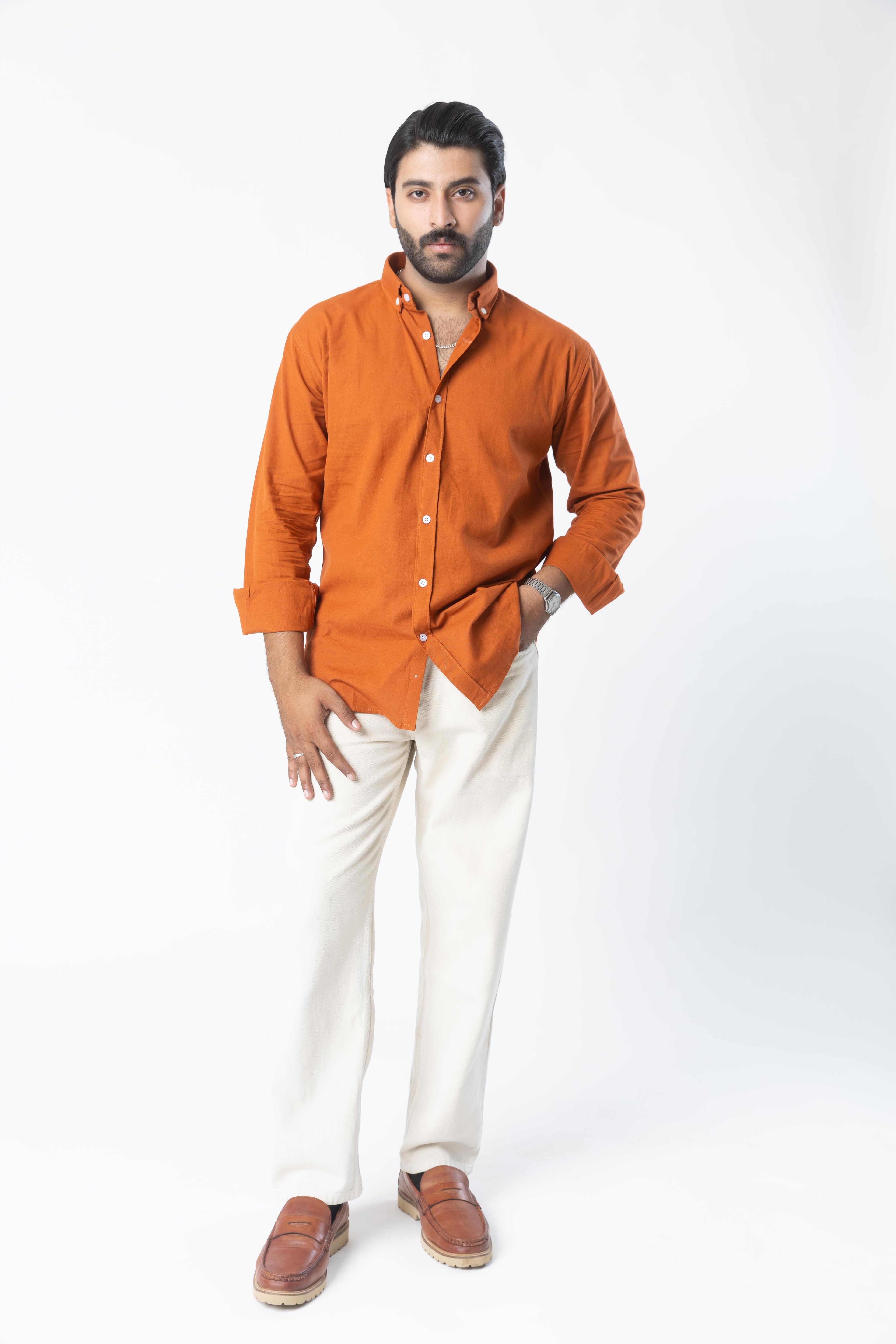 Tuscany Rust | Finest Linen Blend Men's Shirts