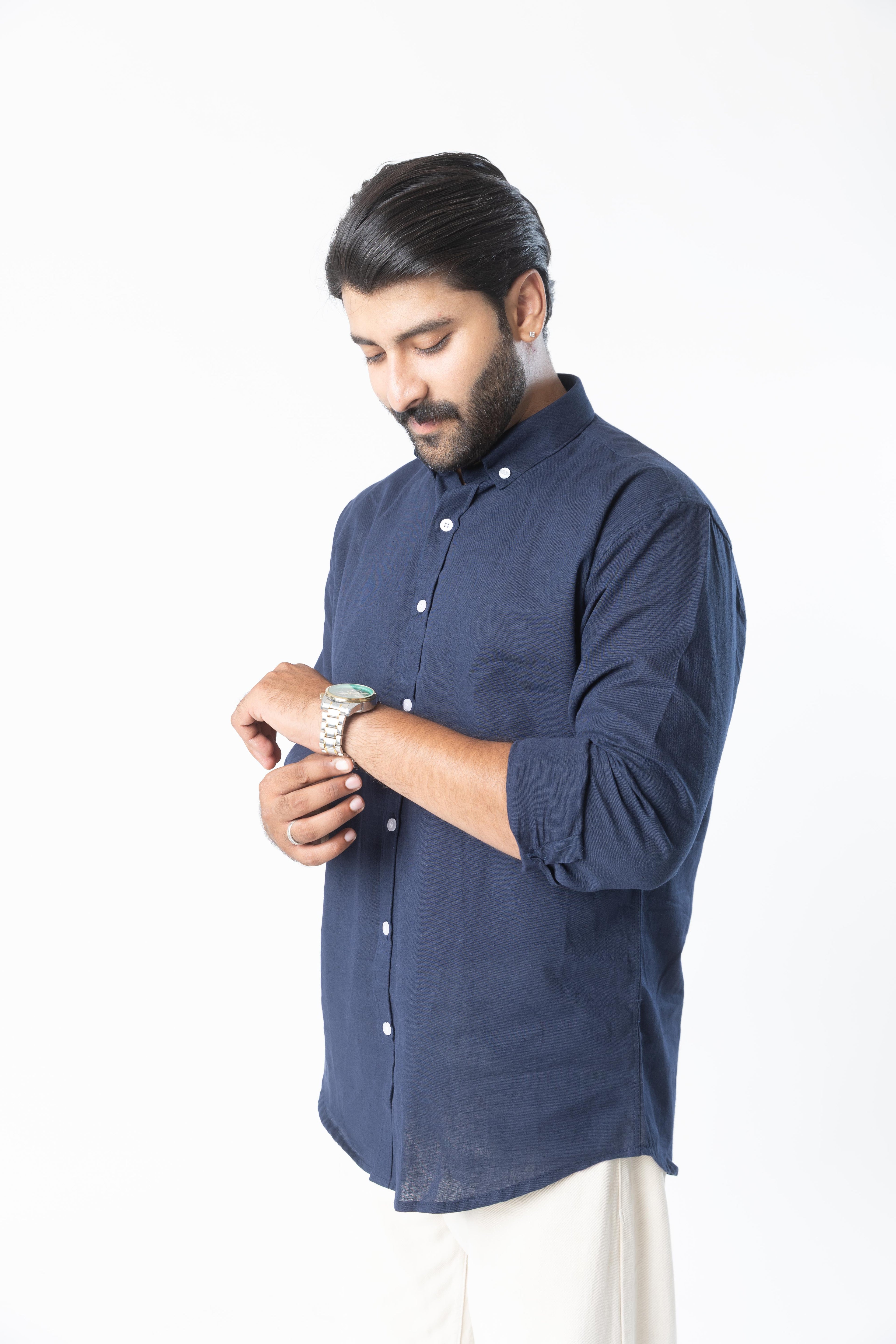 Monaco Navy | Finest Linen Blend Men's Shirts