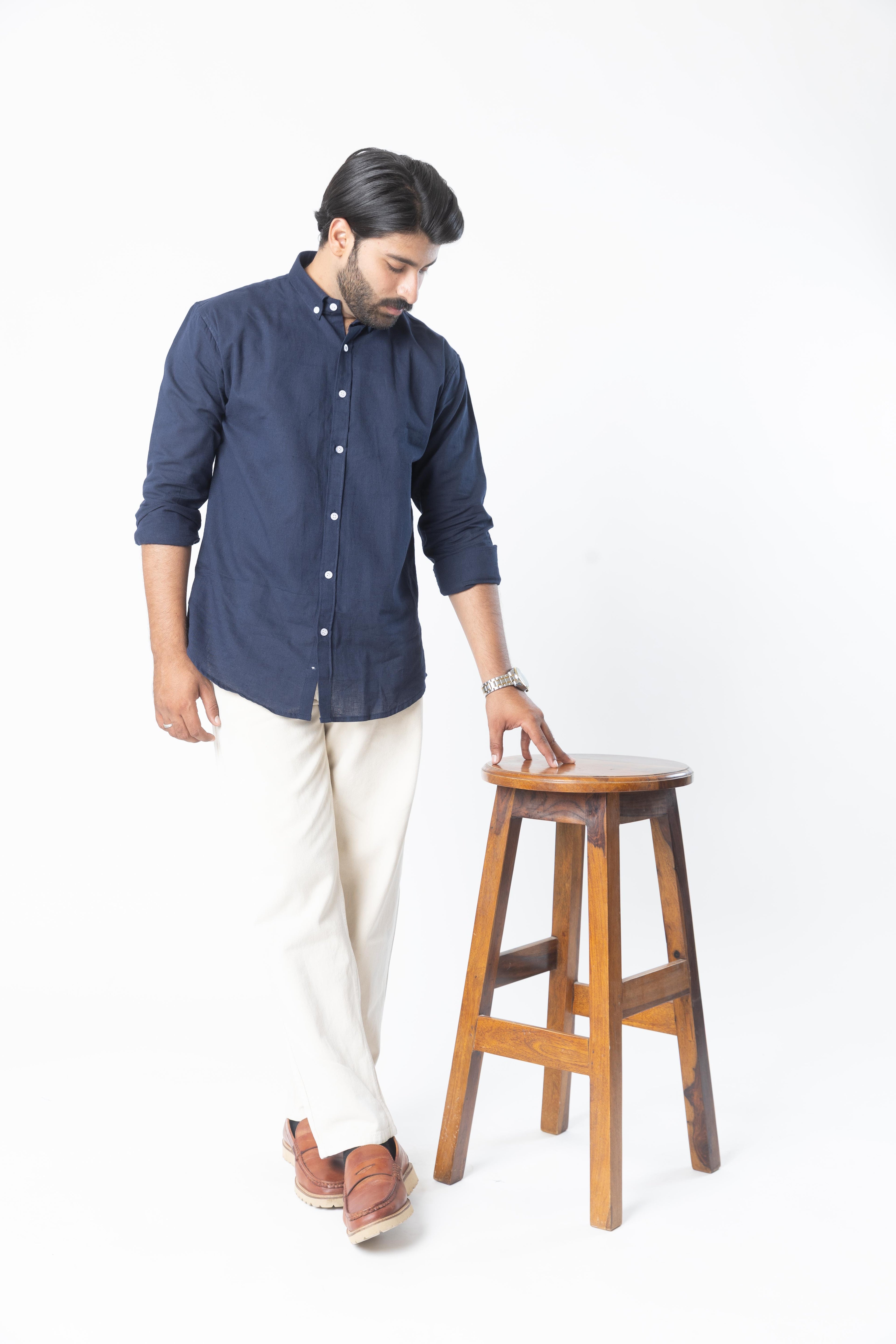Monaco Navy | Finest Linen Blend Men's Shirts
