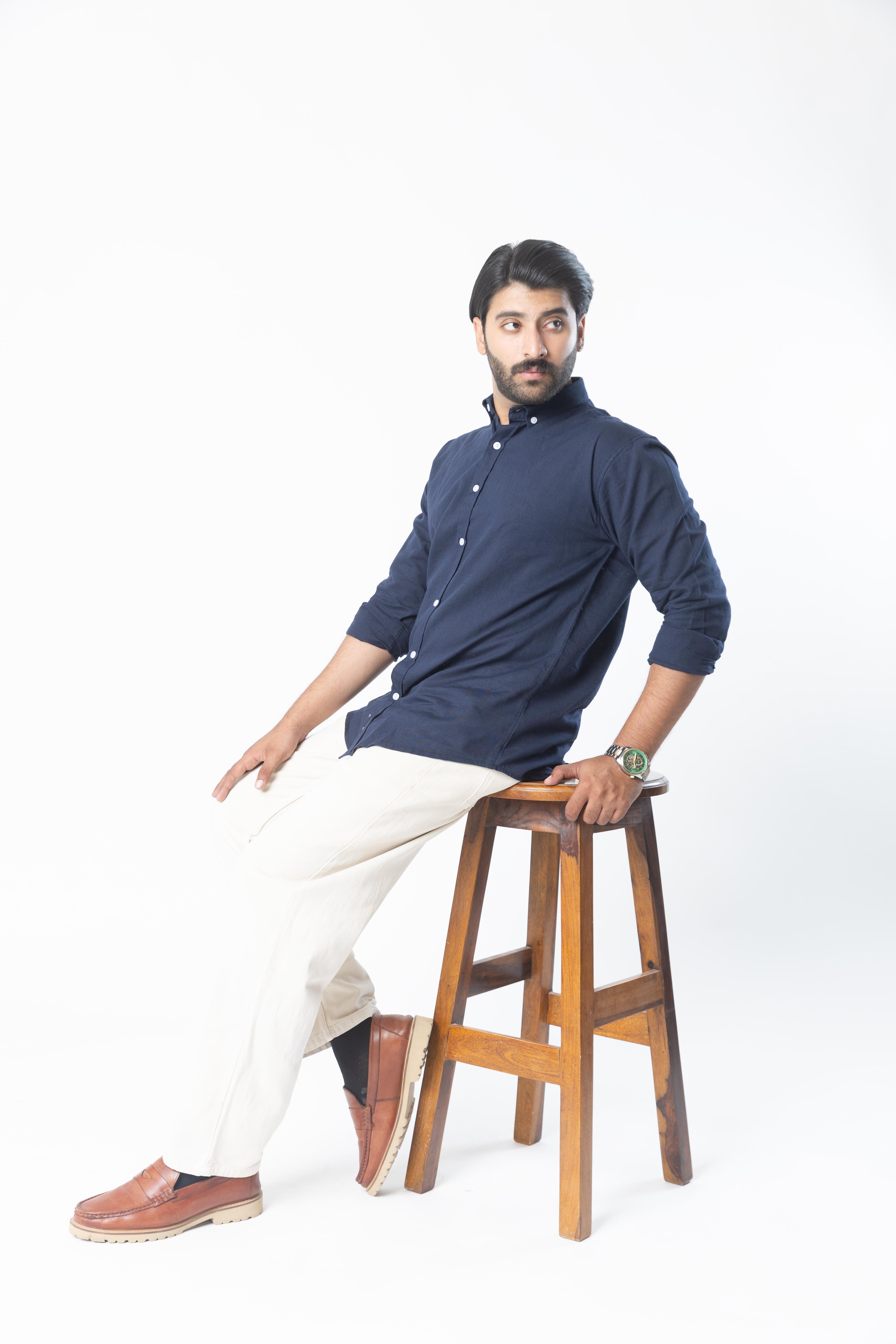 Monaco Navy | Finest Linen Blend Men's Shirts