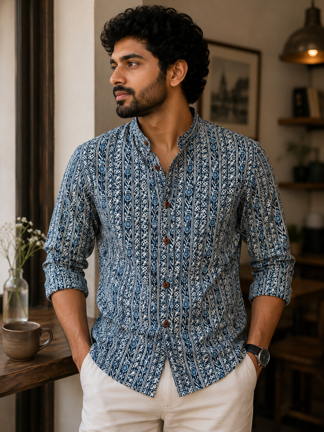 Azure Garden Shirt | Pure Cotton Printed Shirts