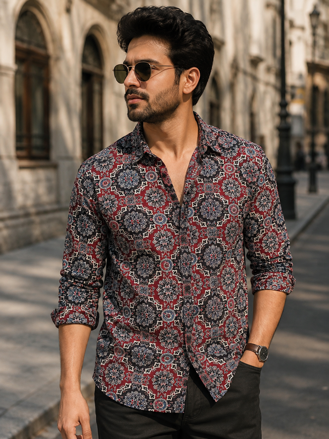 Marron Mandala | Pure Cotton Printed Shirts