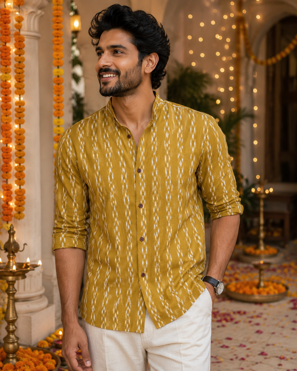 The Zarif Ikkat Shirt | Pure Handblock Cotton Printed Shirts