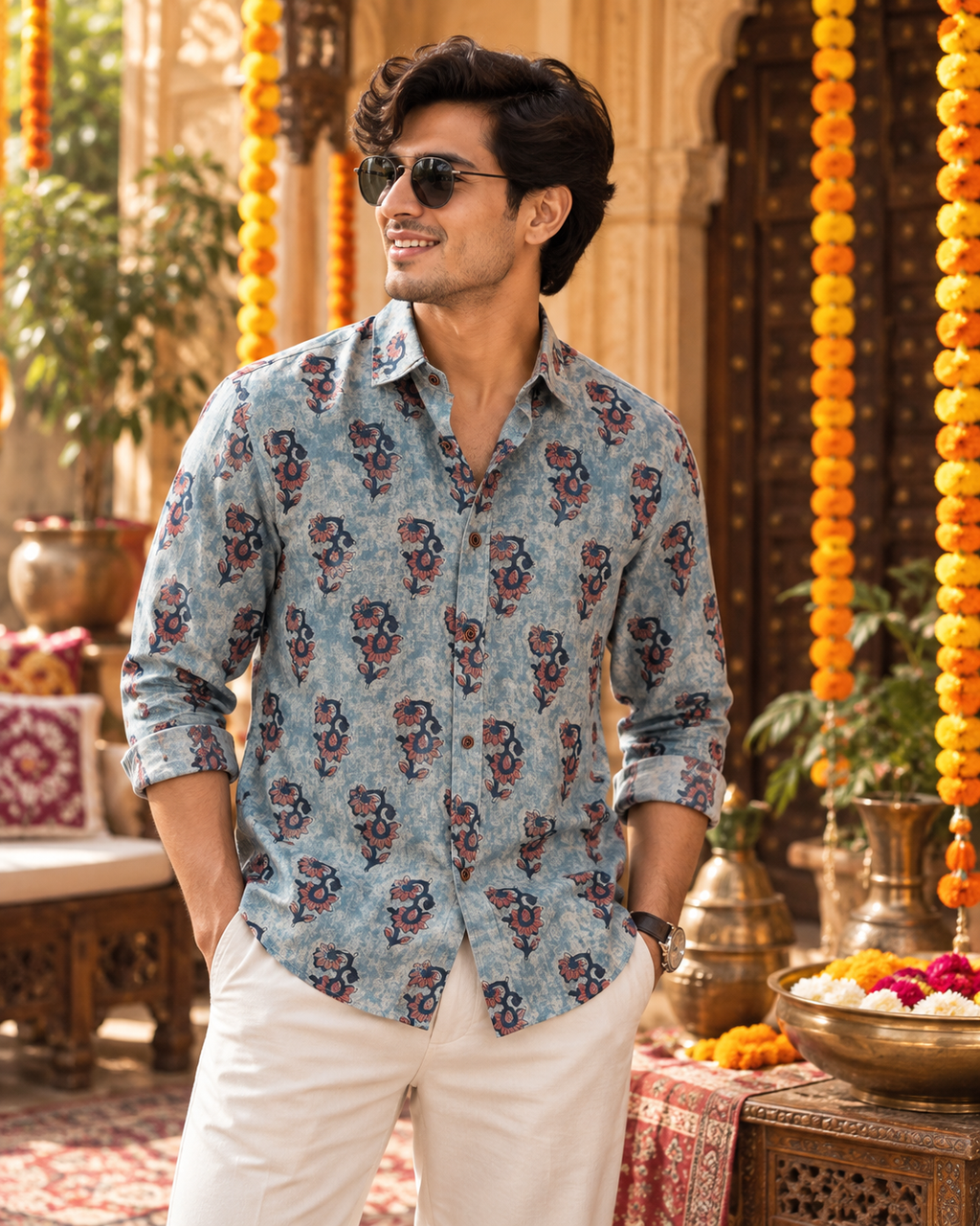 Celeste Bloom Shirt | Pure Cotton Printed Shirts