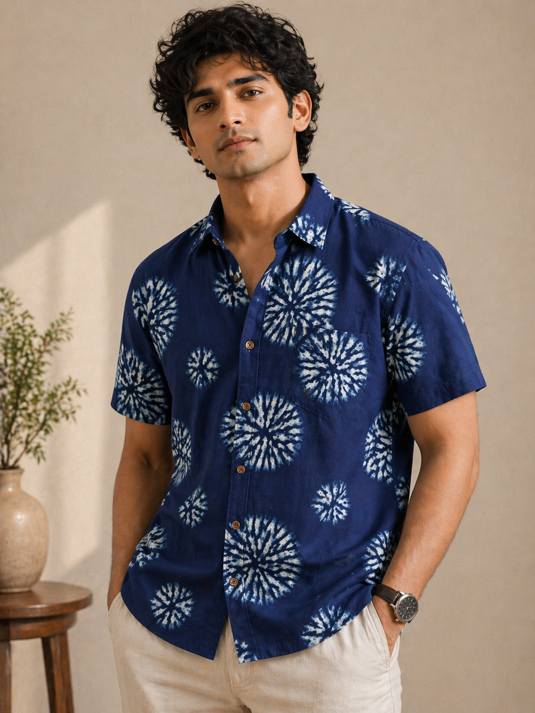 Indigo Eclipse Shirt | Premium Hand block Cotton Printed Shirts