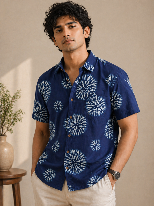 Indigo Eclipse Shirt | Premium Hand block Cotton Printed Shirts