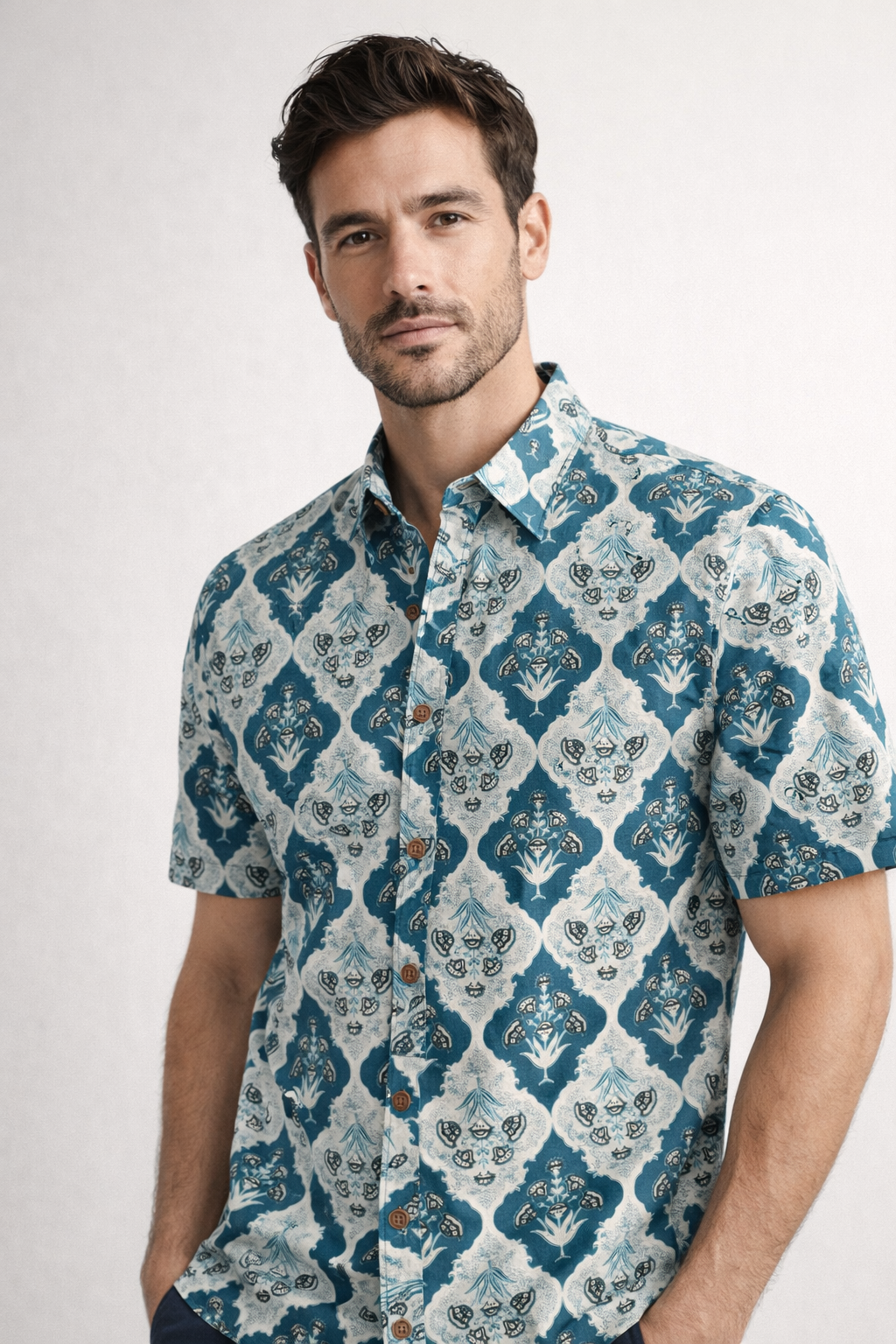 Azure Mahal | Premium Half Sleeve Pure Cotton Shirt