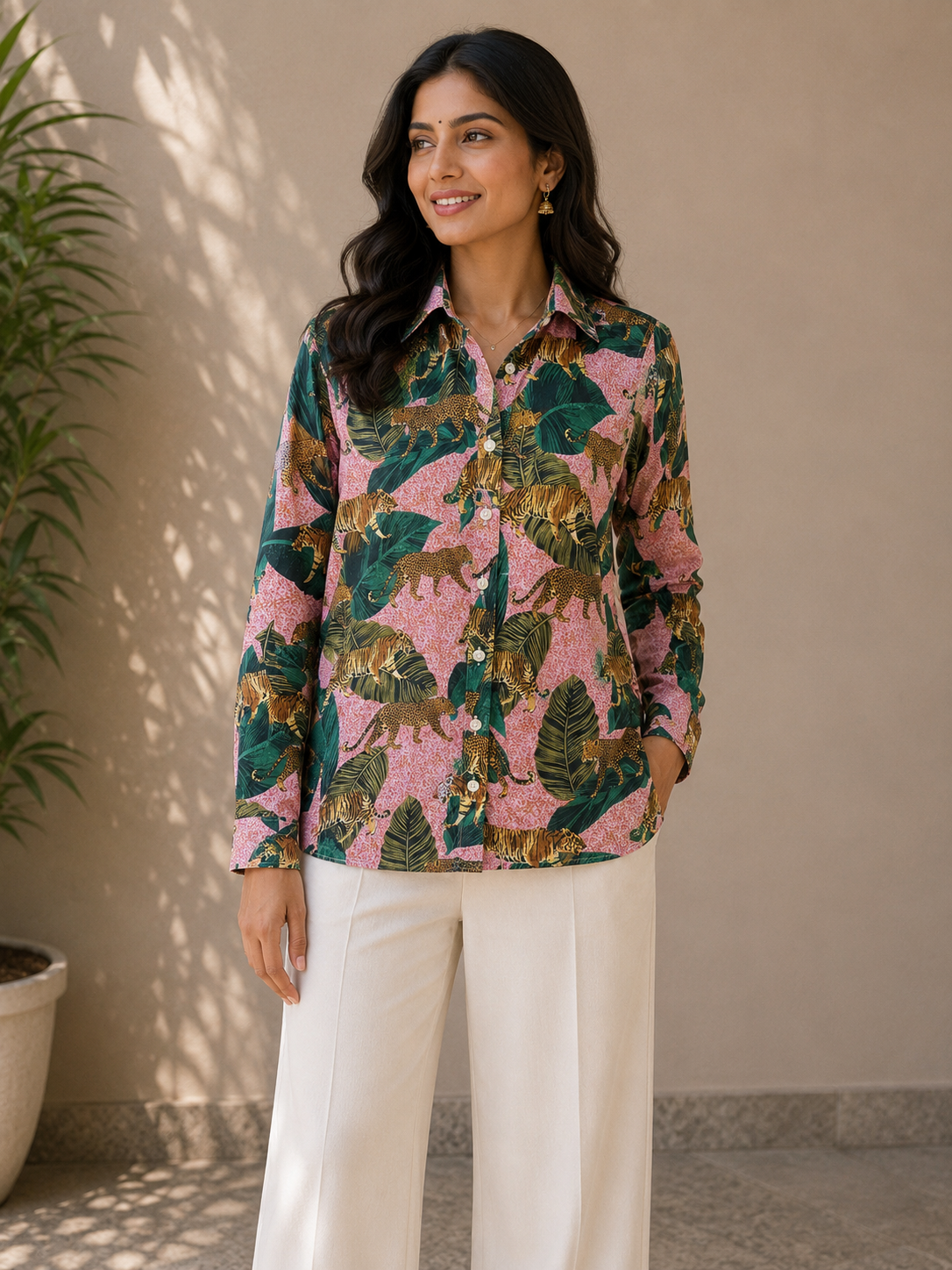 Wild Eden | Womens Pure Cotton Printed Shirts | Straight Fit