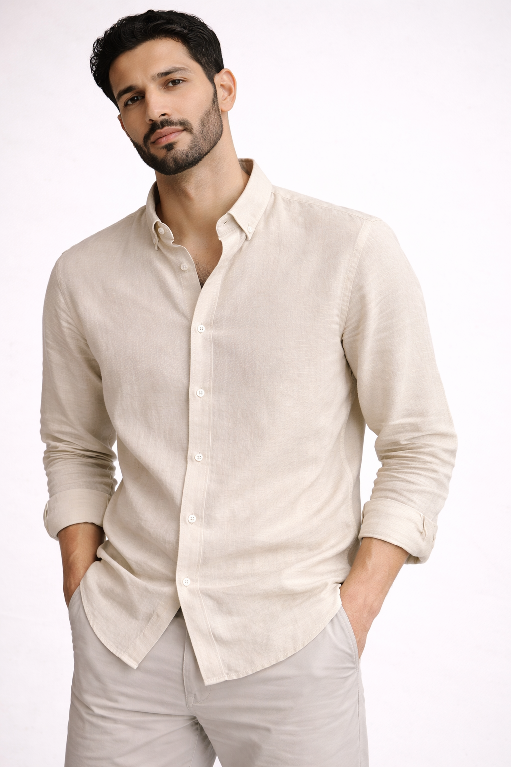 Beige Bold | Finest Linen Blend Men's Shirts