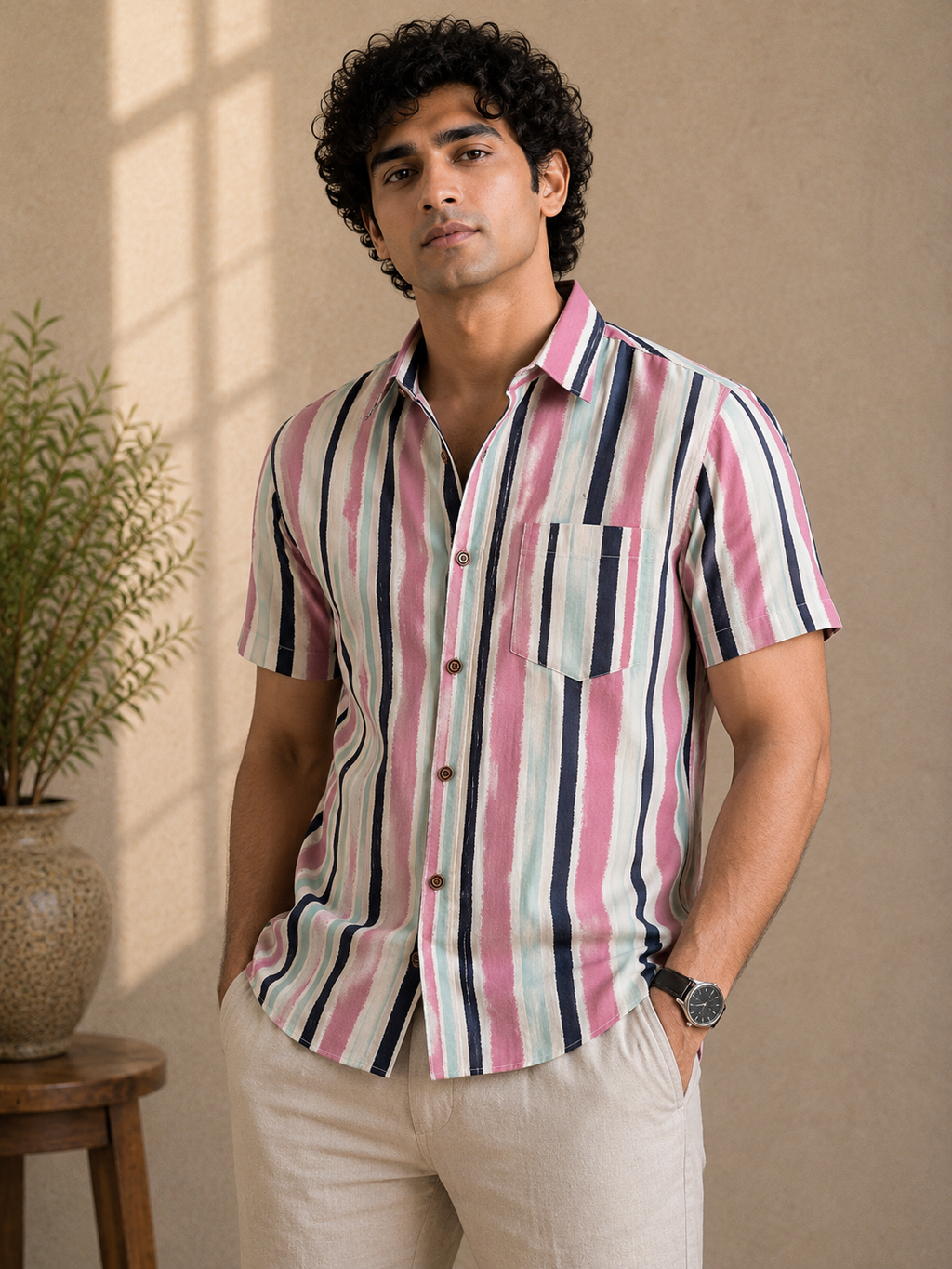 Pink Riviera | Premium Cotton Half Sleeves Shirts