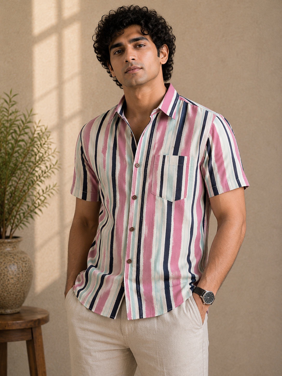 Pink Riviera | Premium Cotton Half Sleeves Shirts