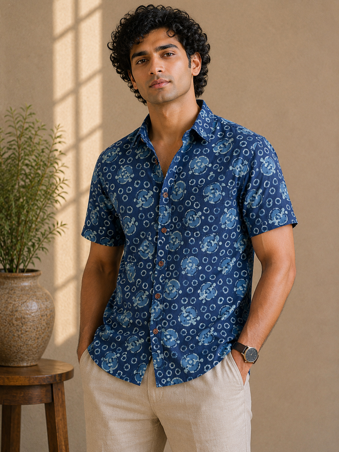 Azure Bloom | Premium Cotton Half Sleeves Shirts
