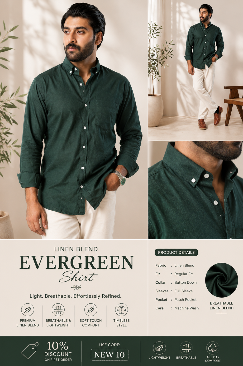 Verde Luxe | Finest Linen Blend Men's Shirts