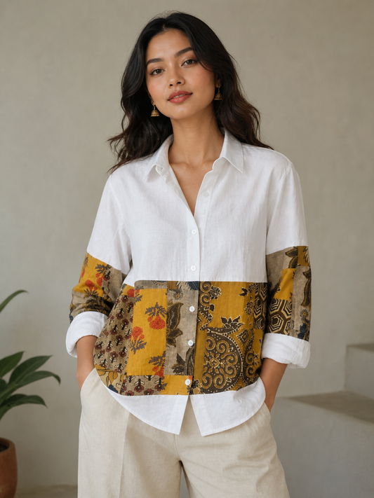 Linen Patch Shirt | Premium Women's Regular Fit Shirts