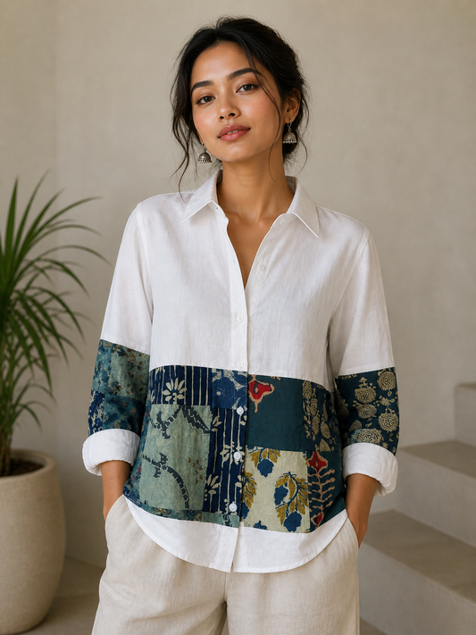 Linen Patch Shirt | Premium Womens Regular Fit Shirts