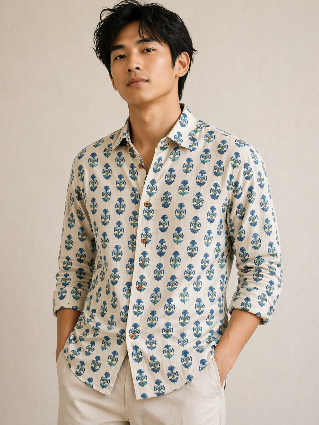 Indigo Blossom Shirt | Premium Mens Cotton Shirts