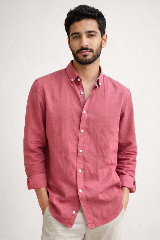Wood Pink | Finest Pure Linen Men's Shirts