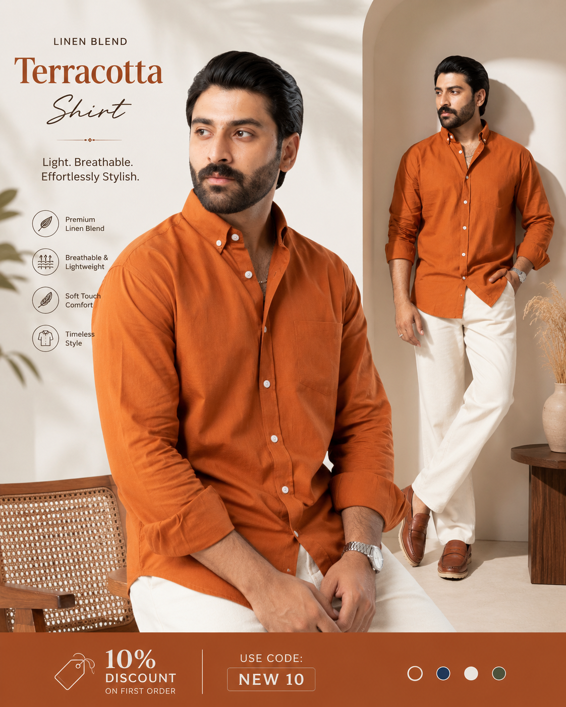 Tuscany Rust | Finest Linen Blend Men's Shirts