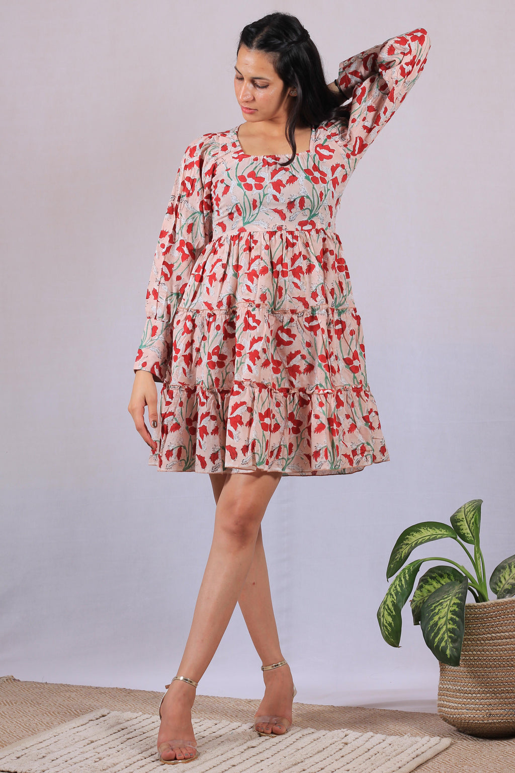Dahlias | Handblock Cotton Dress