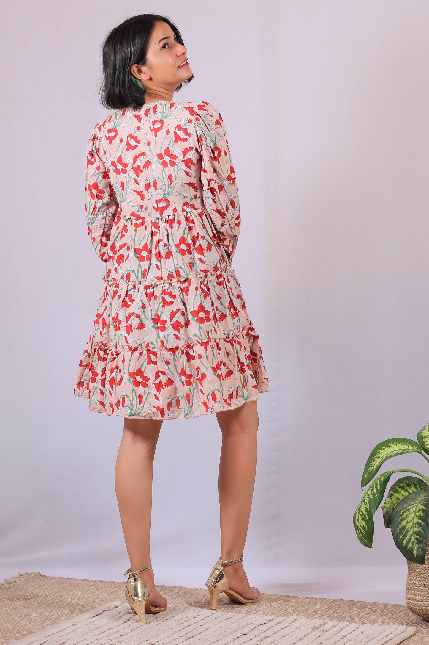 Dahlias | Handblock Cotton Dress