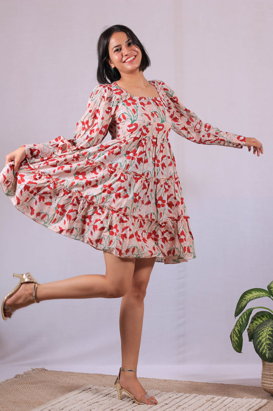 Dahlias | Handblock Cotton Dress
