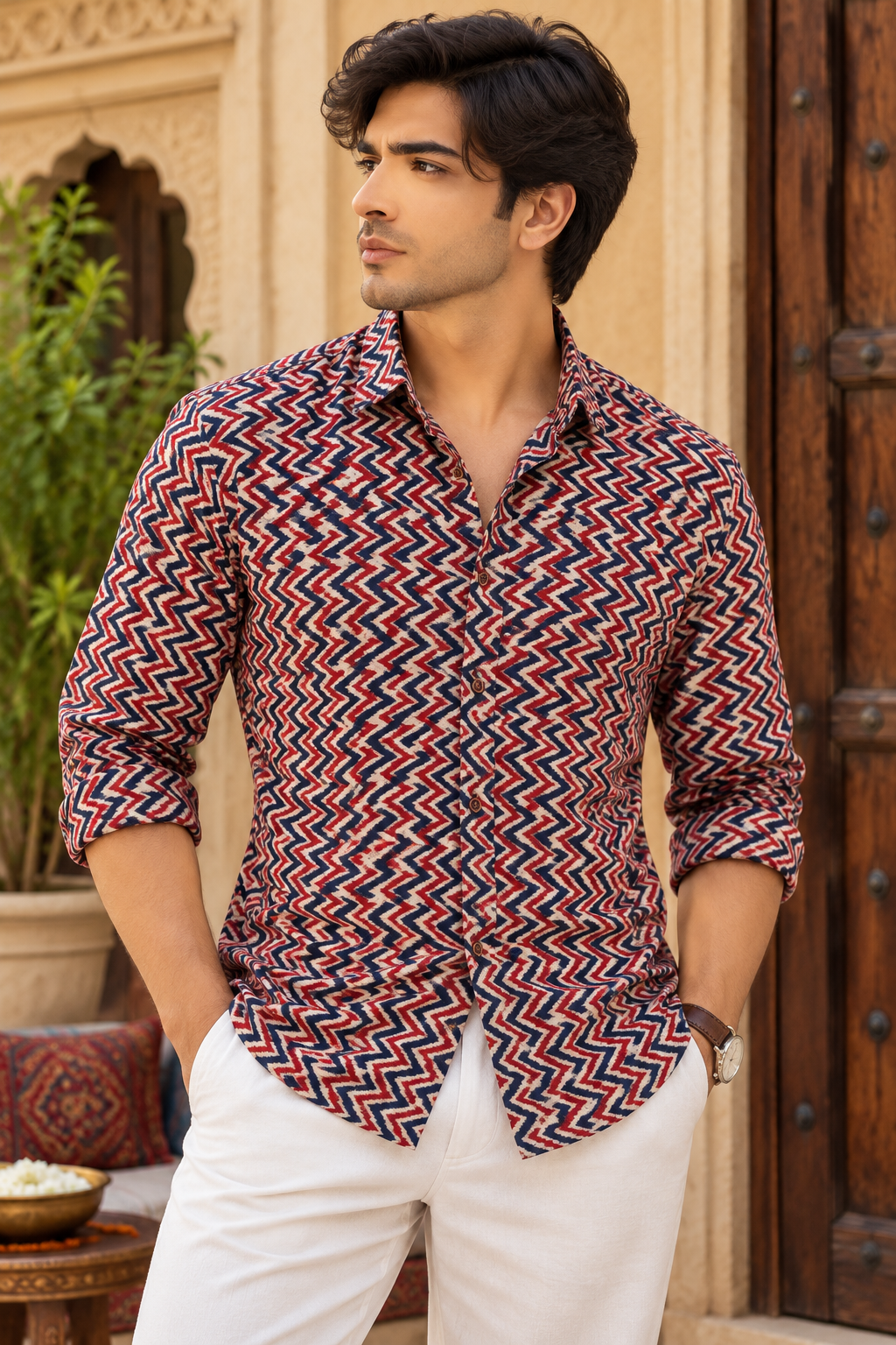 Monaco Wave Shirt | Sanganeri Premium Cotton Shirts
