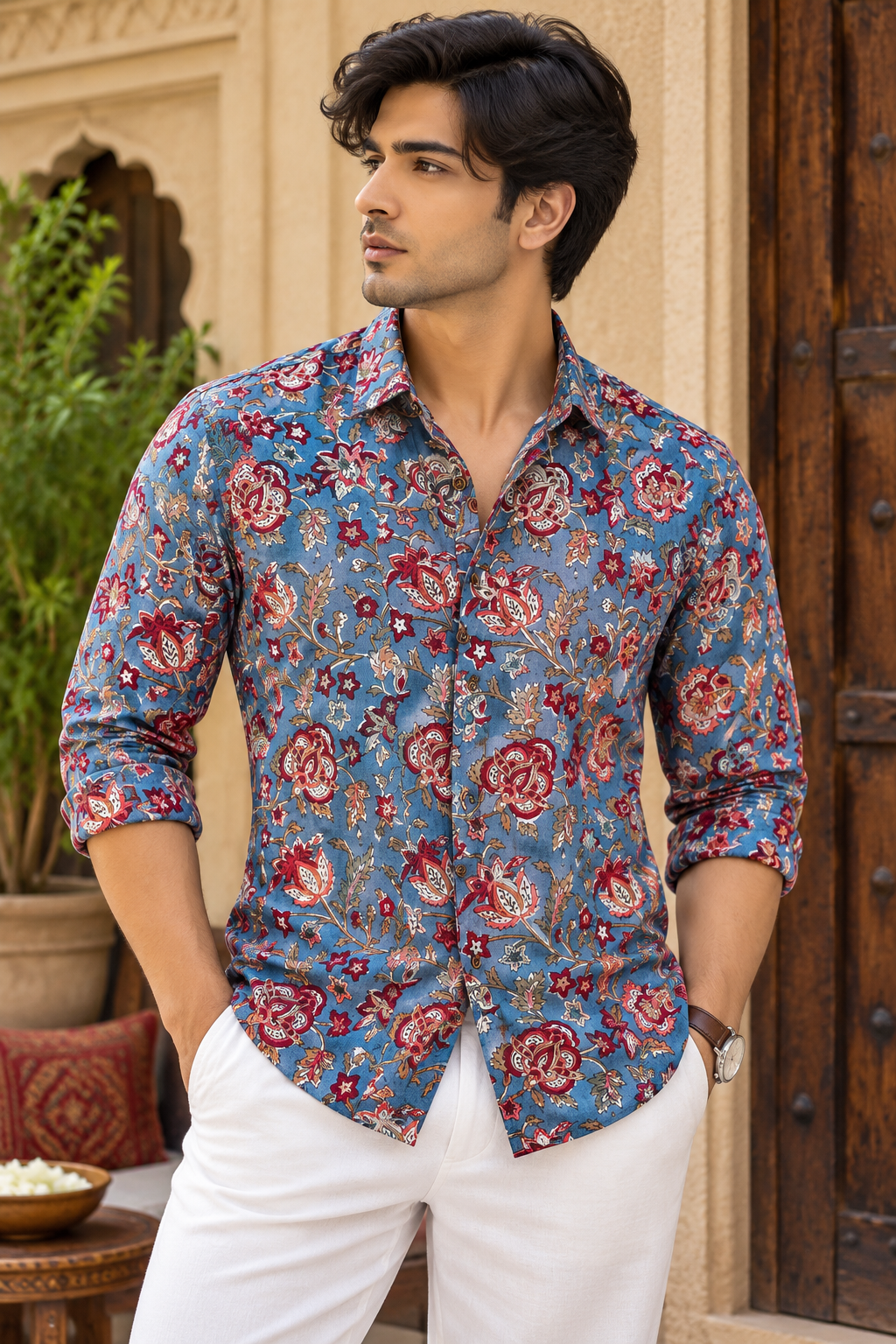 Indigo Garden | Handblocked |  Bagru Premium Cotton Shirts