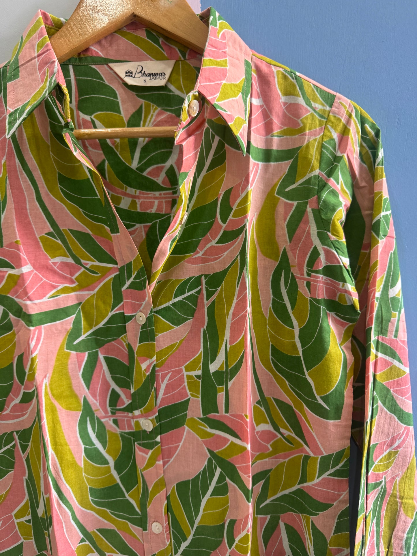 Blush Tropical Shirt | Women's Handblocked Printed Shirts