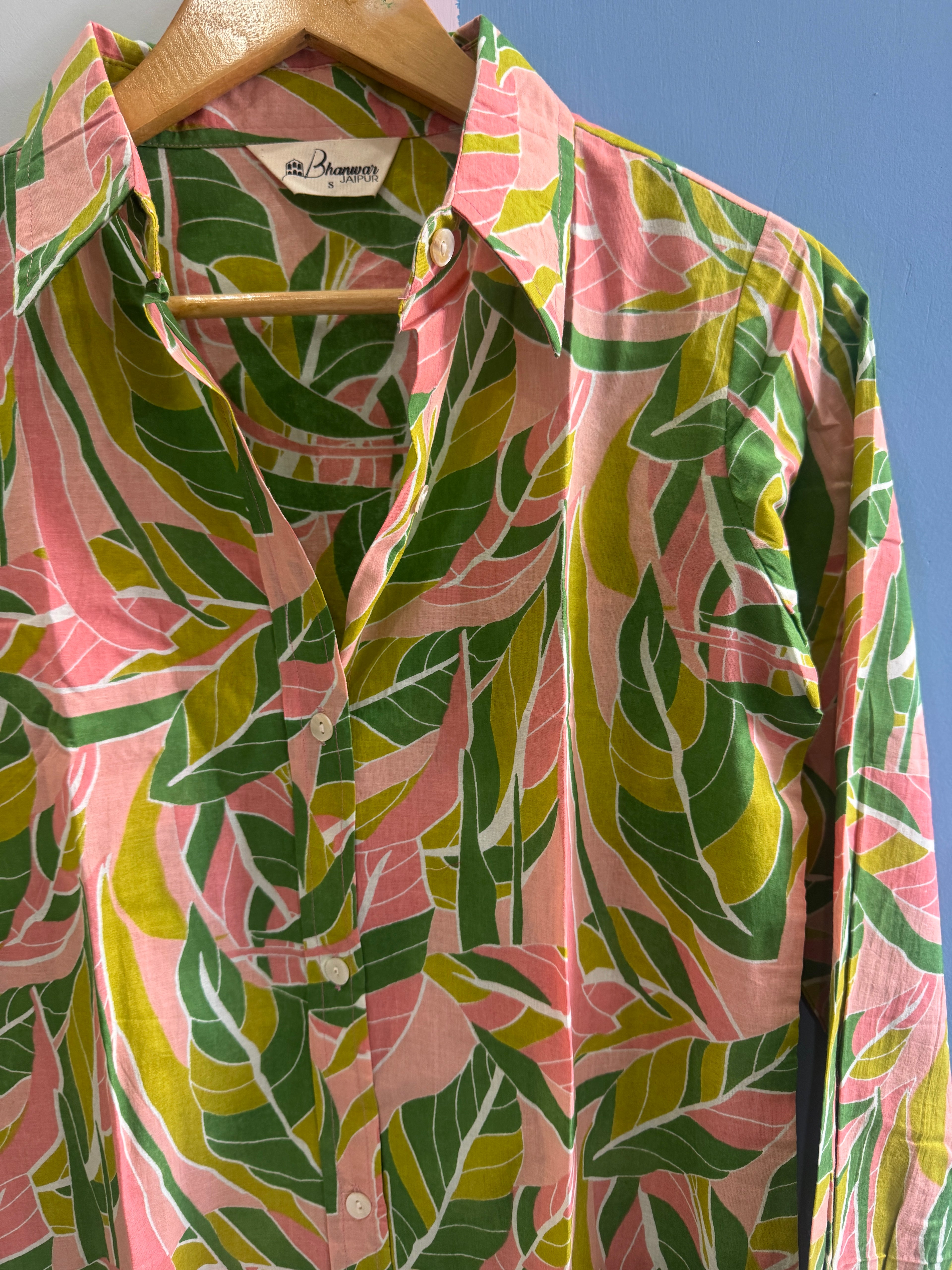 Blush Tropical Shirt | Women's Handblocked Printed Shirts